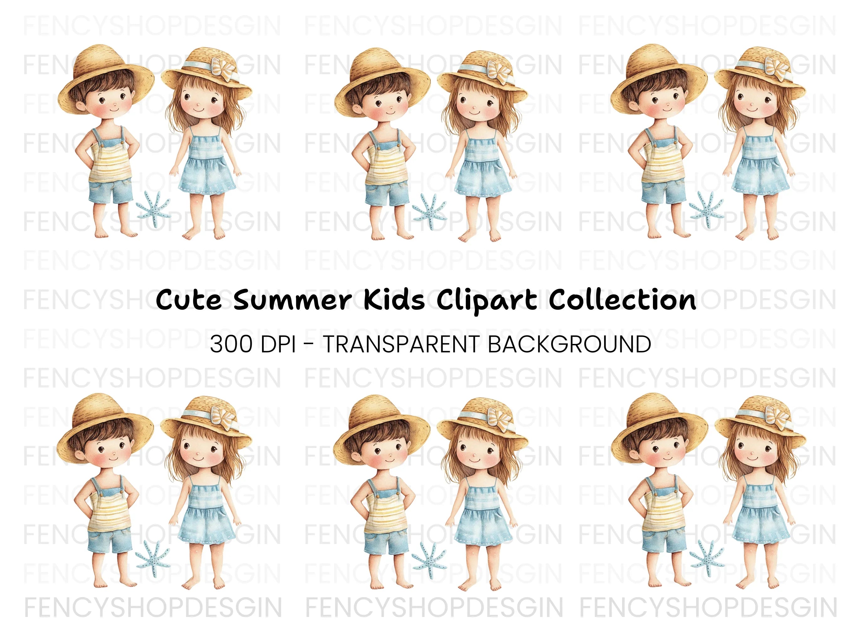 Cute Summer Kids Clipart Bundle