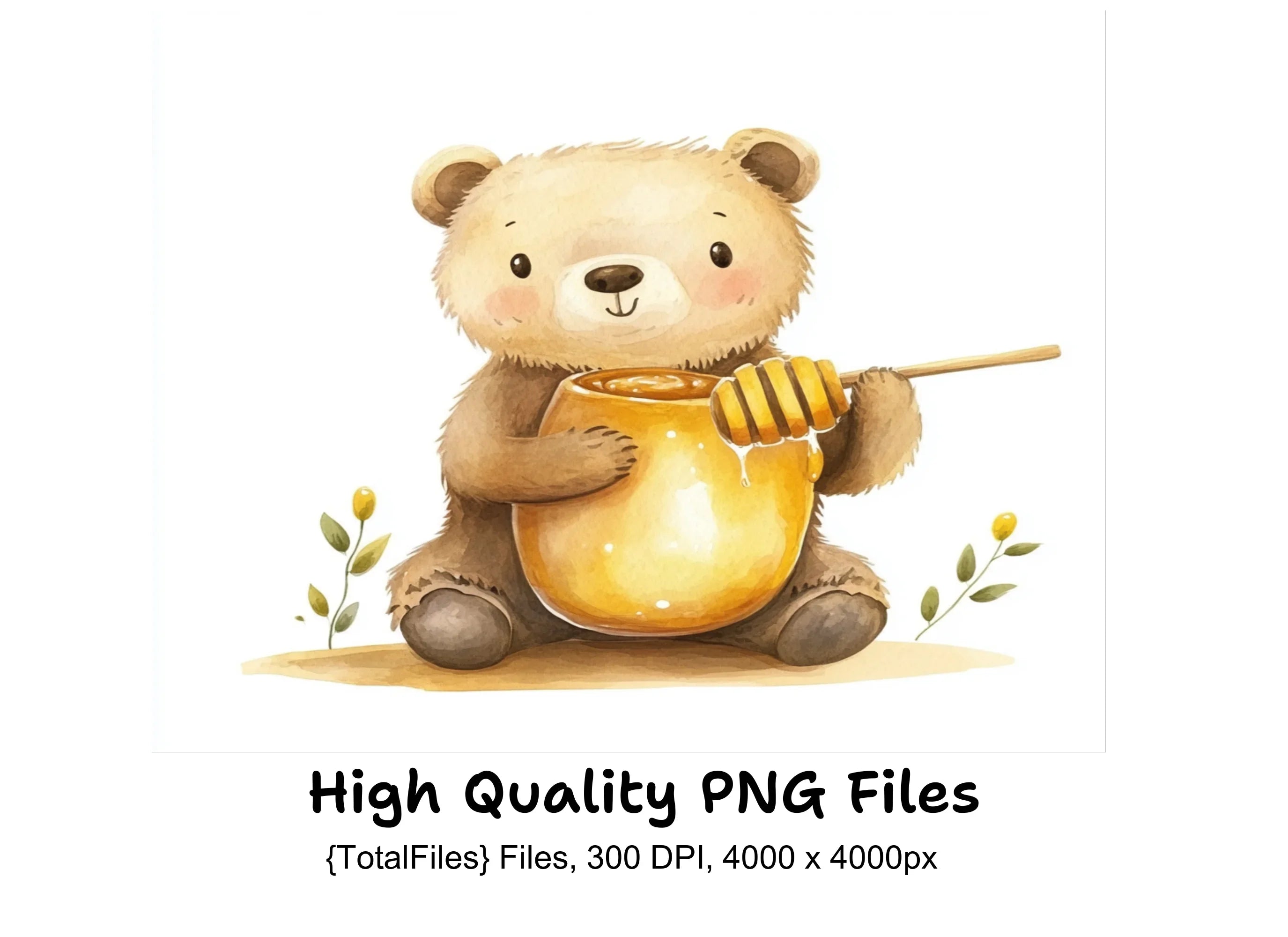 Cute Bear with Honey Clipart Bundle