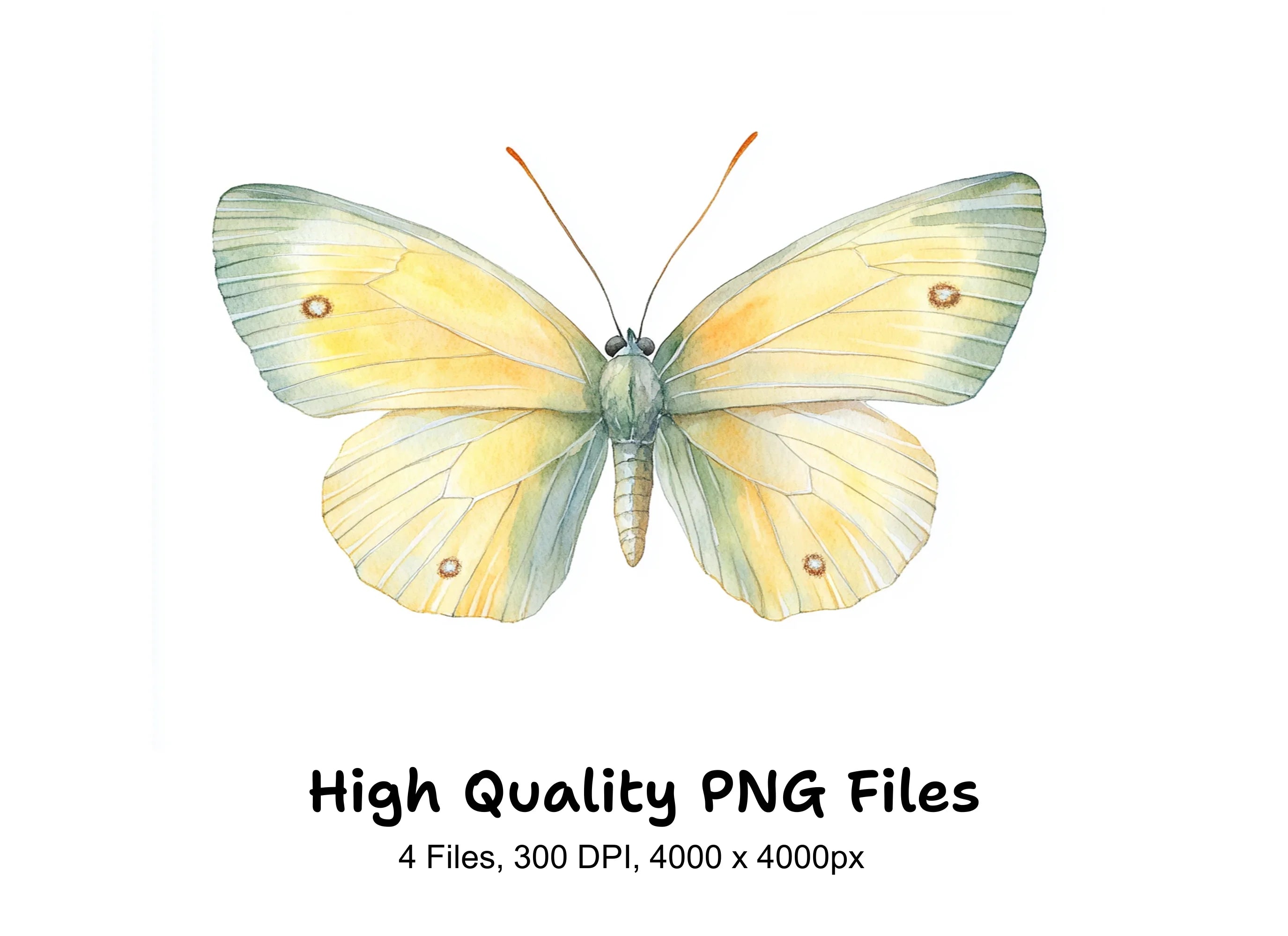 Soft Yellow Butterfly Clipart Bundle