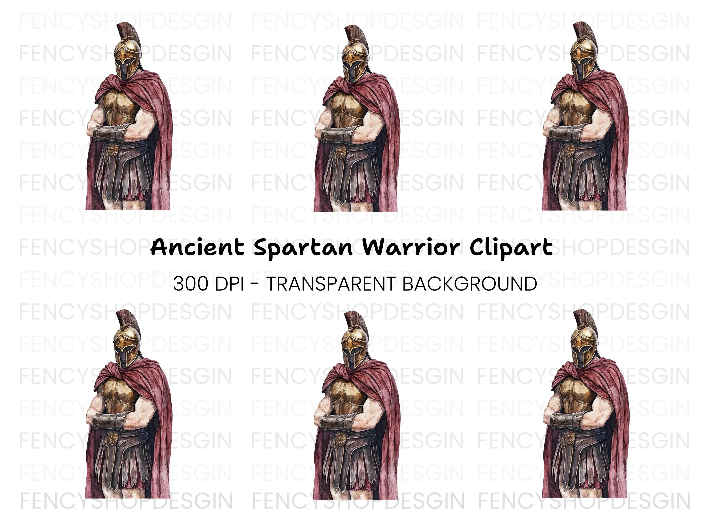 Spartan Warrior Illustration Clipart Bundle