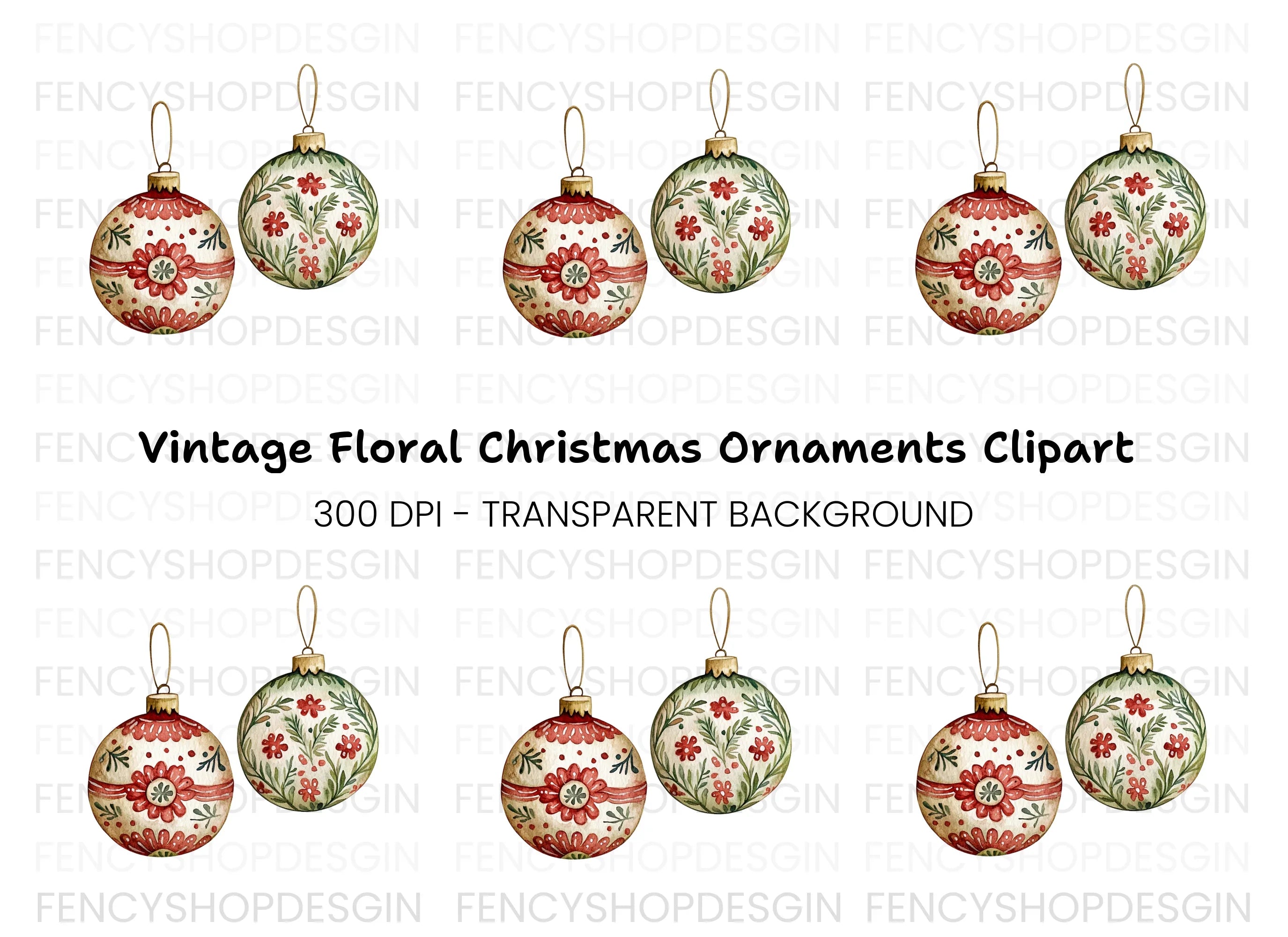 Christmas Ornaments Clipart Bundle