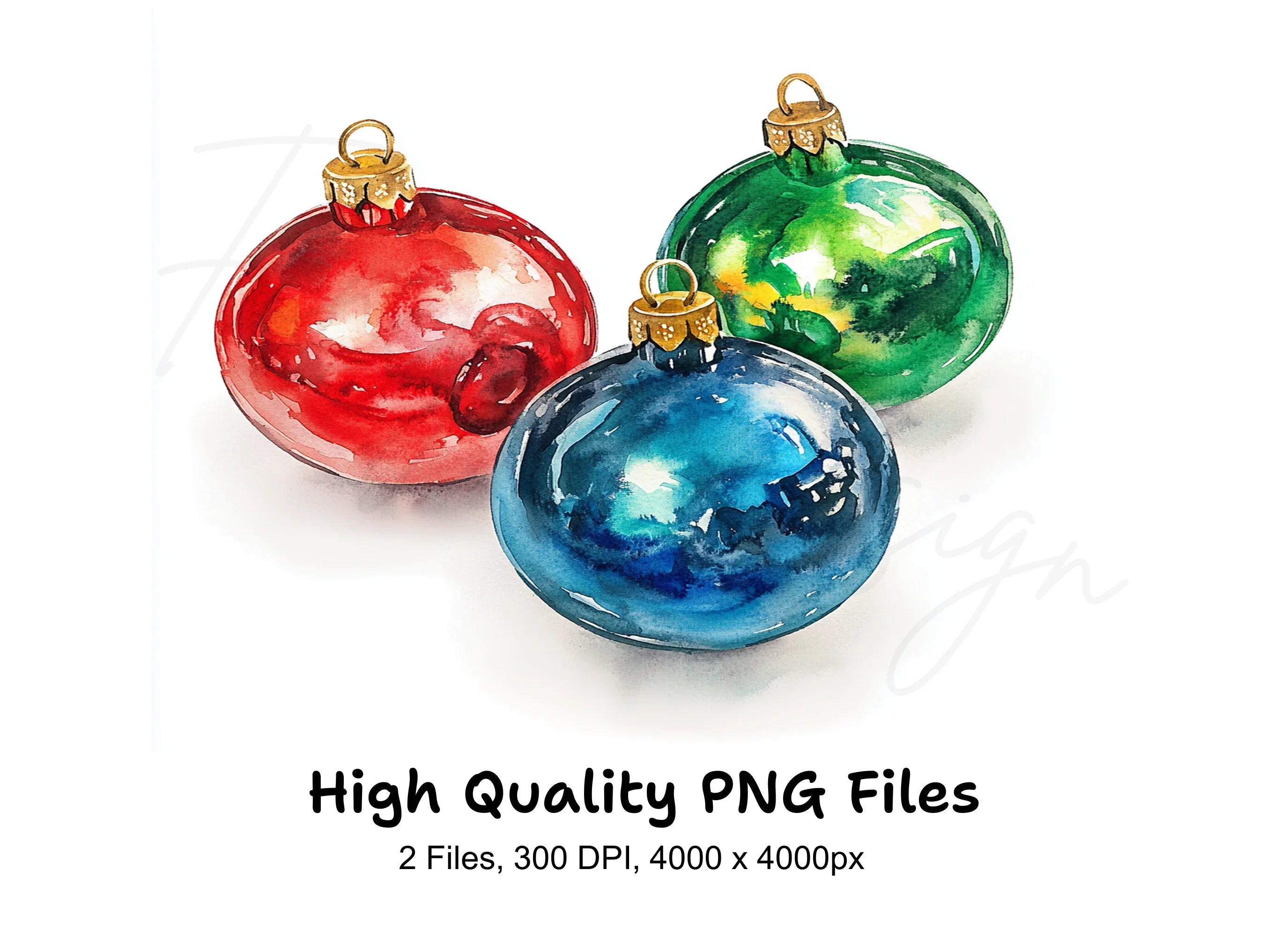 Vibrant Christmas Ornaments Clipart Bundle