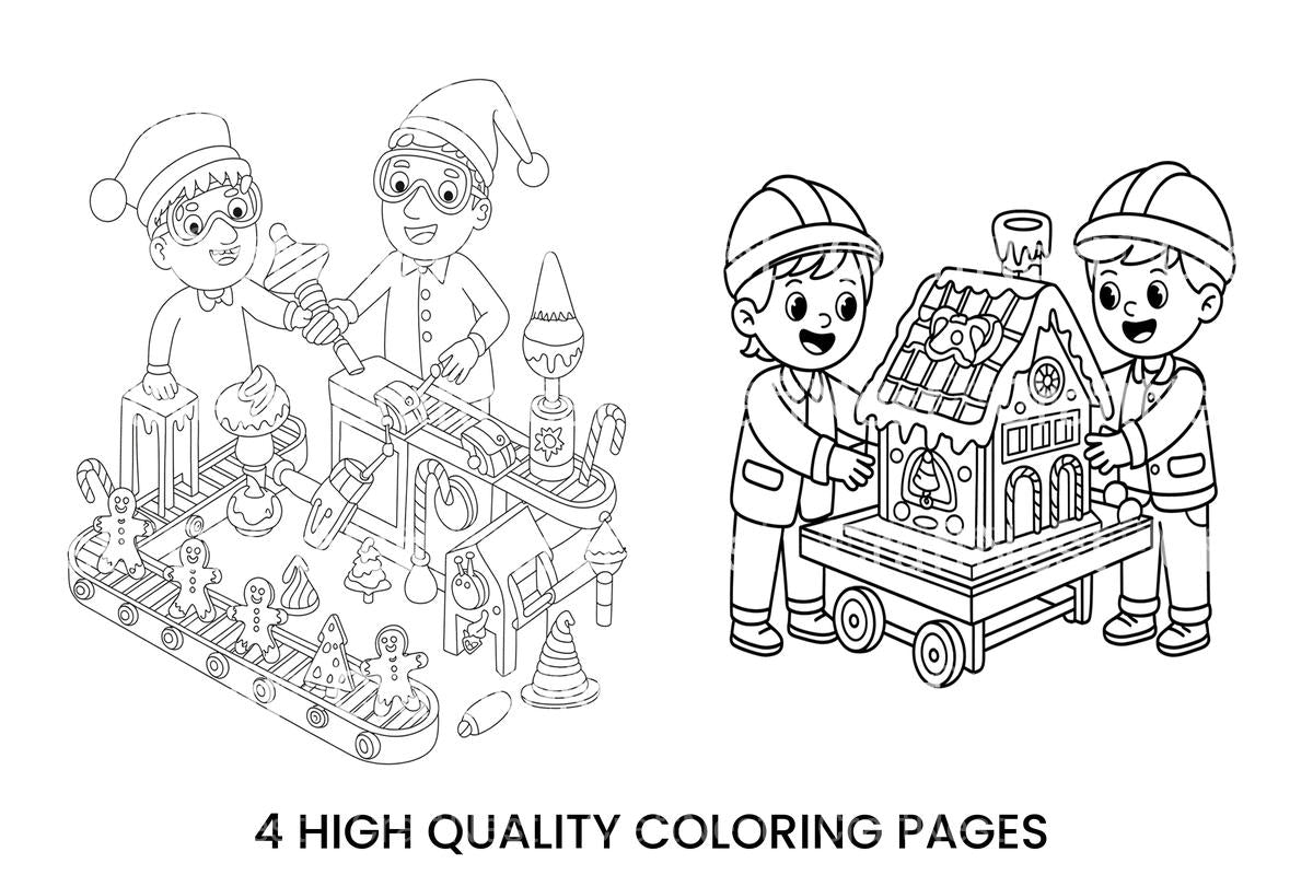 Gingerbread House Toy Factory Scene Coloring Books