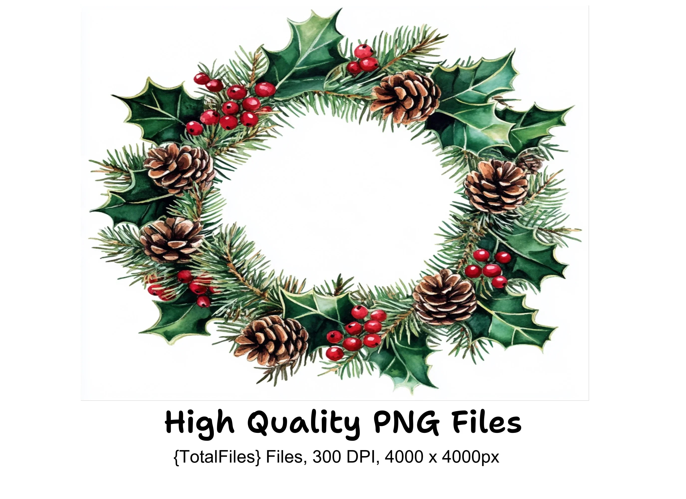 Christmas Wreaths Clipart Bundle
