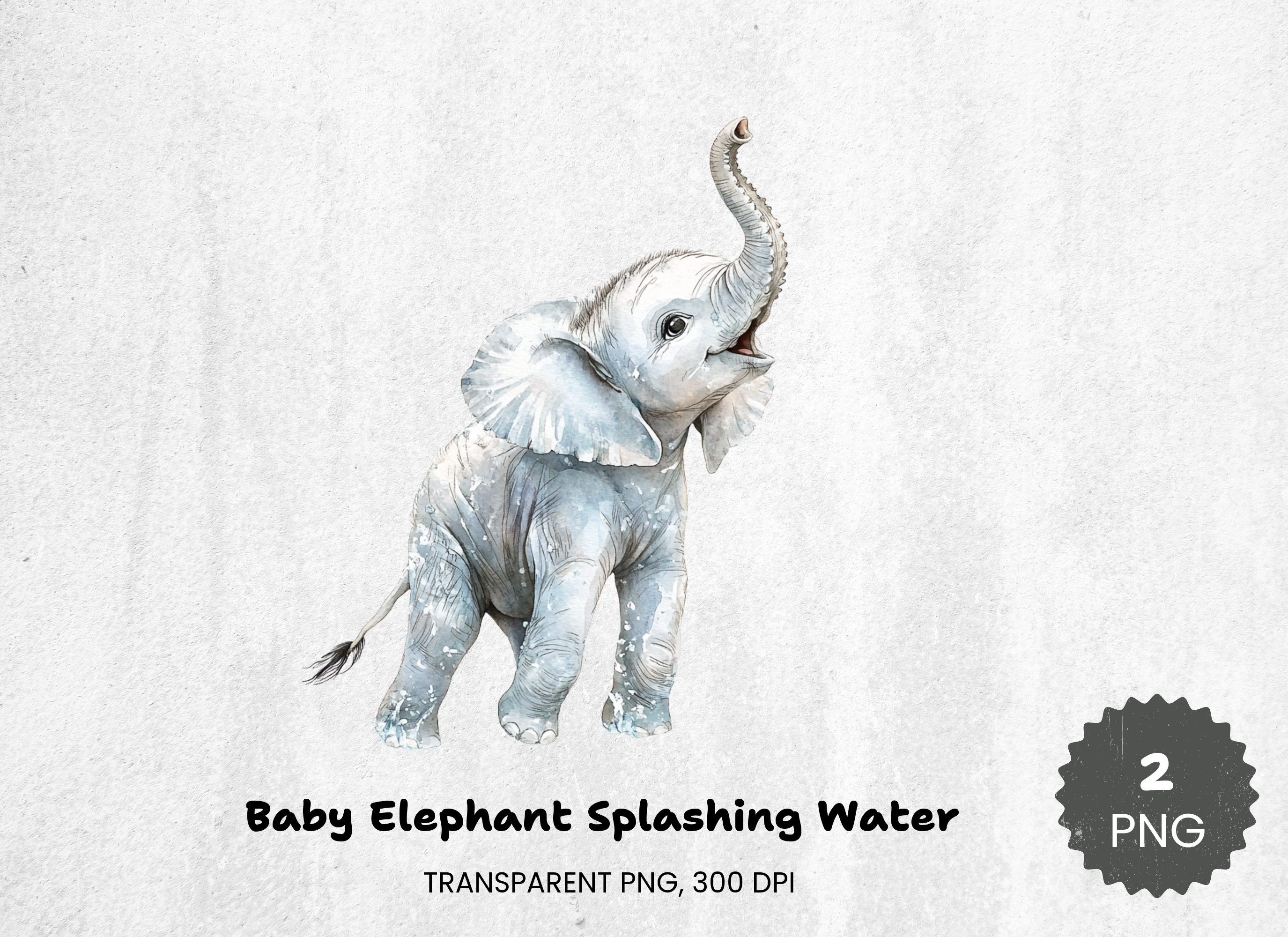 Baby Elephant Splashing Water Clipart Bundle