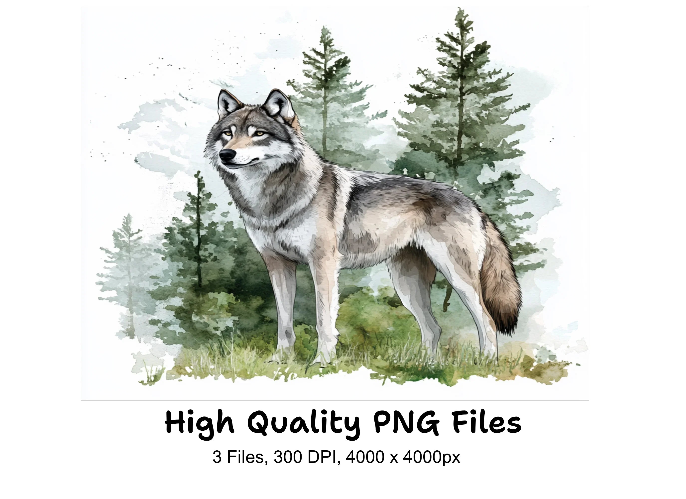Majestic Wolf Forest Clipart Bundle