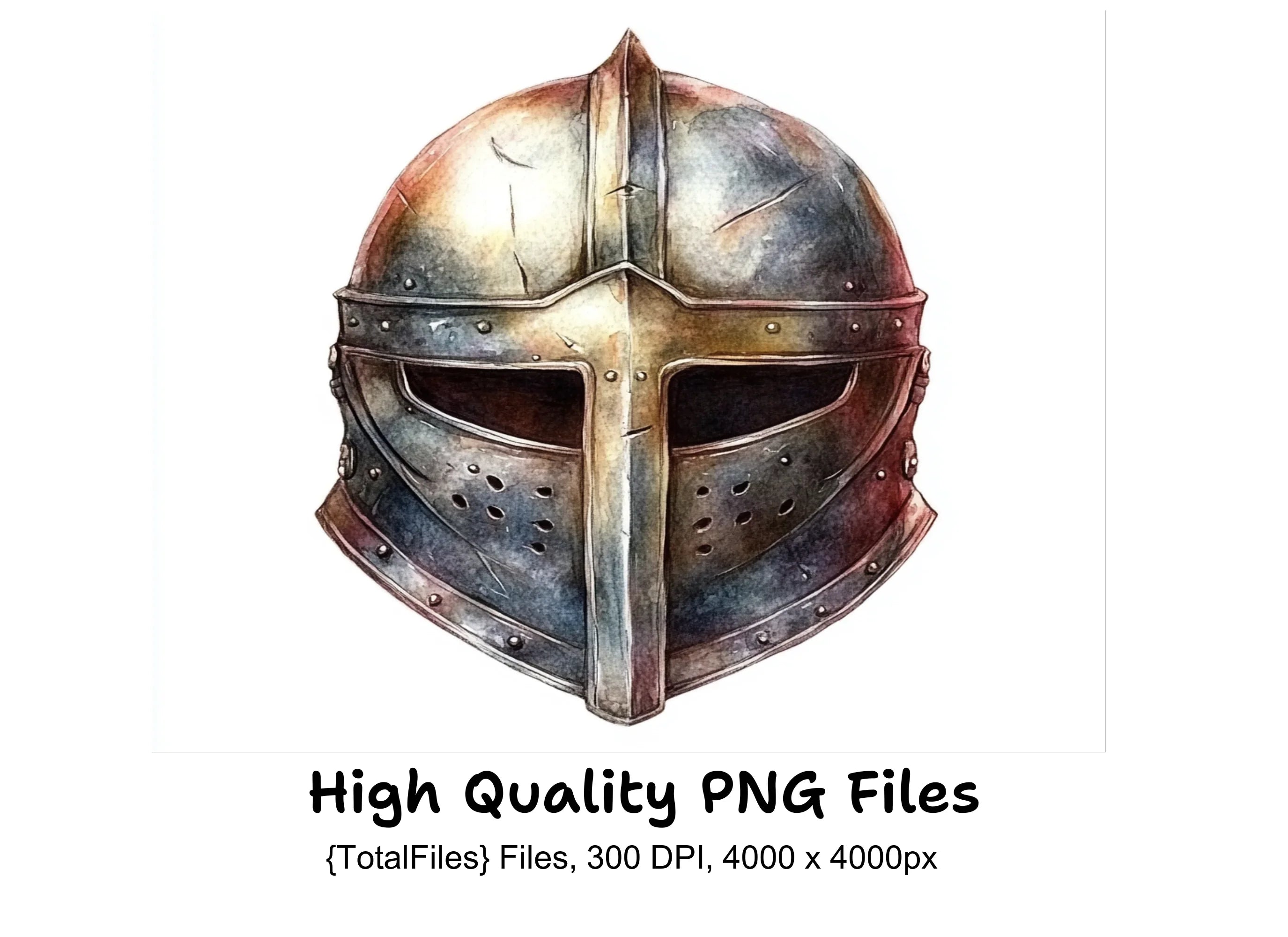 Medieval Knight Helmets Clipart Bundle