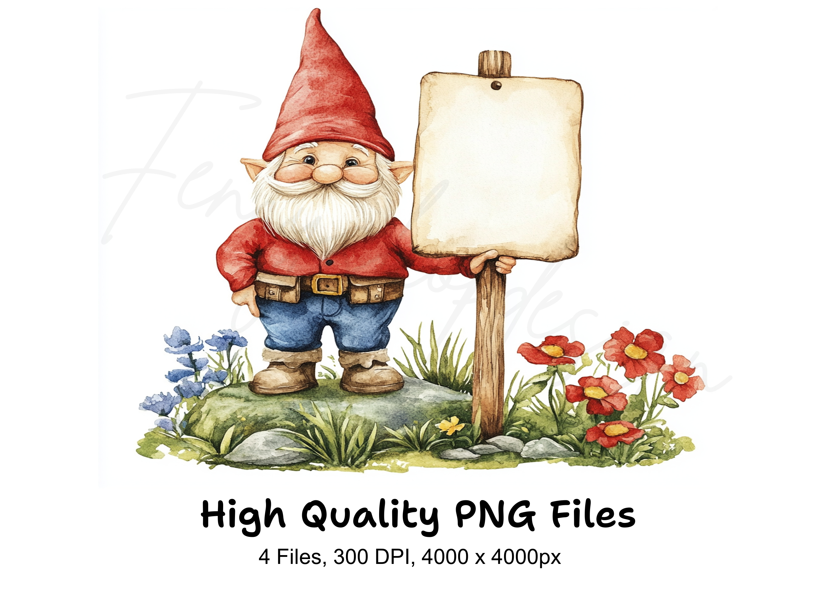 Charming Garden Gnomes with Signs Clipart Bundle