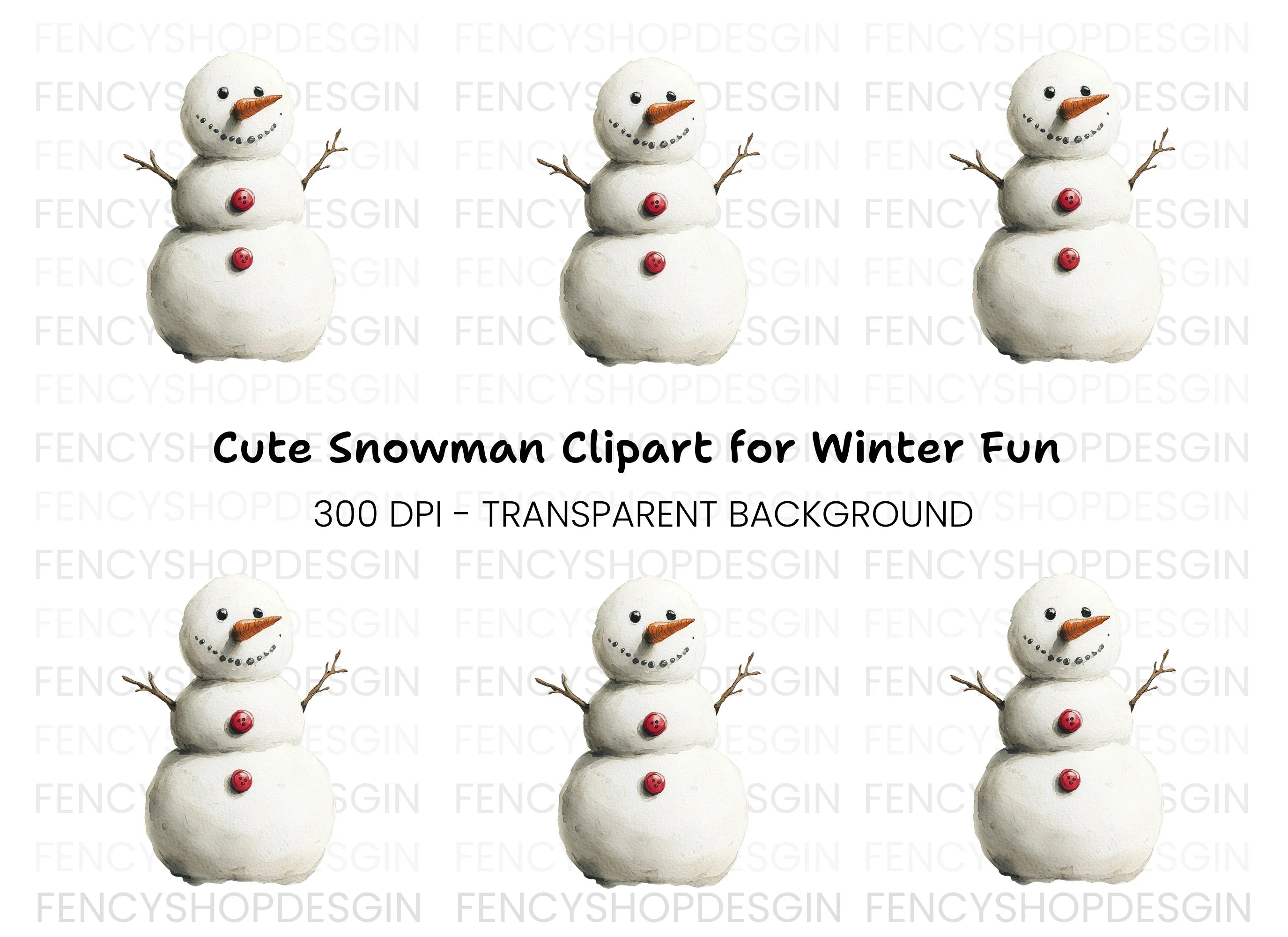 Cute Snowman Clipart Bundle