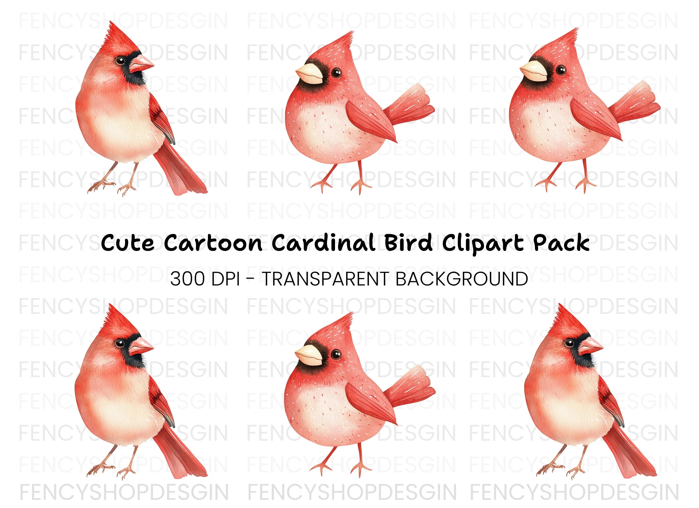 Cardinal Bird Clipart Bundle