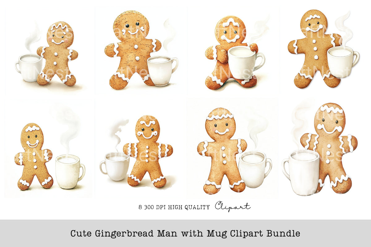 Cute Gingerbread Man With Clipart Bundle