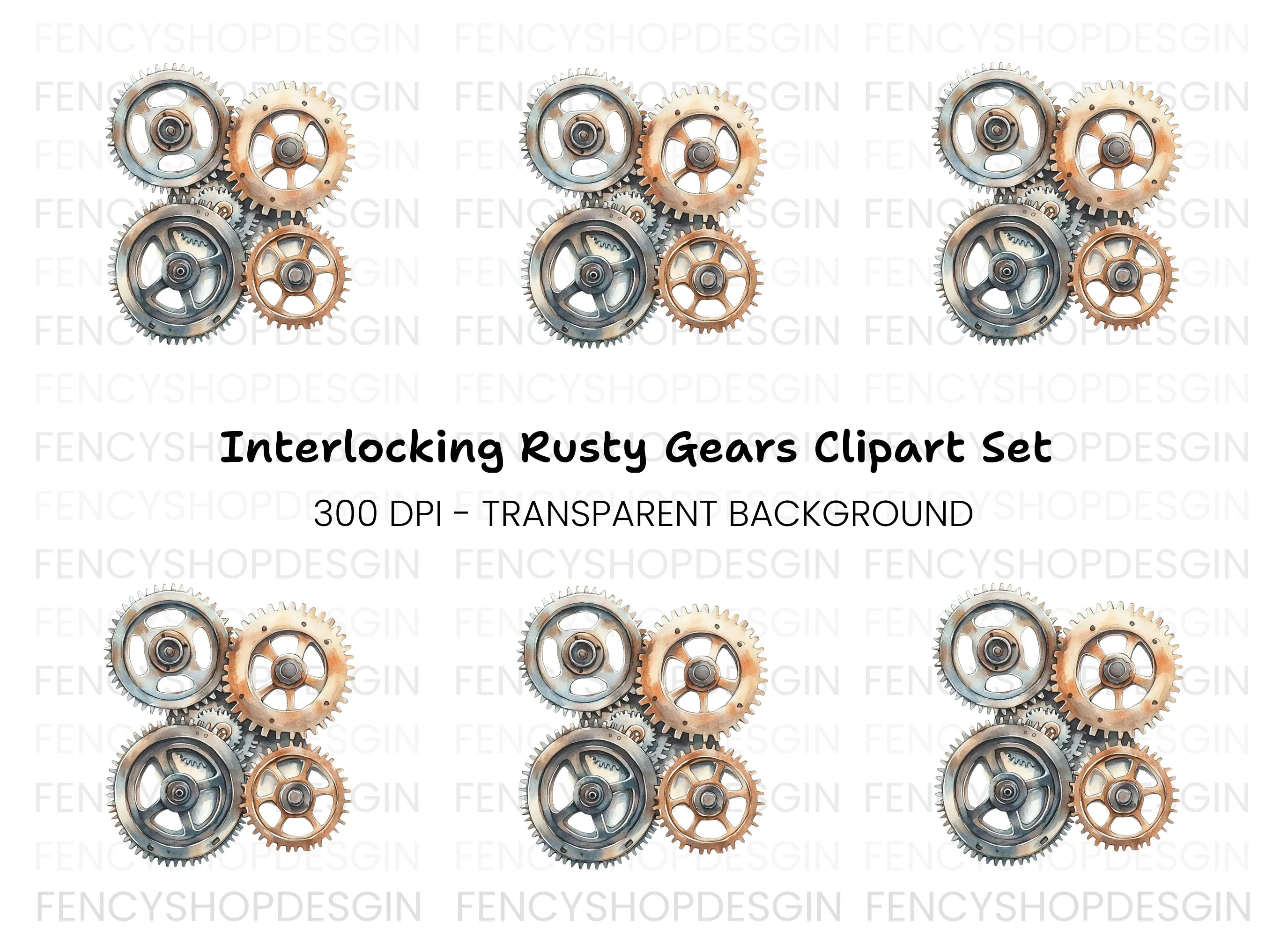 Steampunk Gears Clipart Bundle