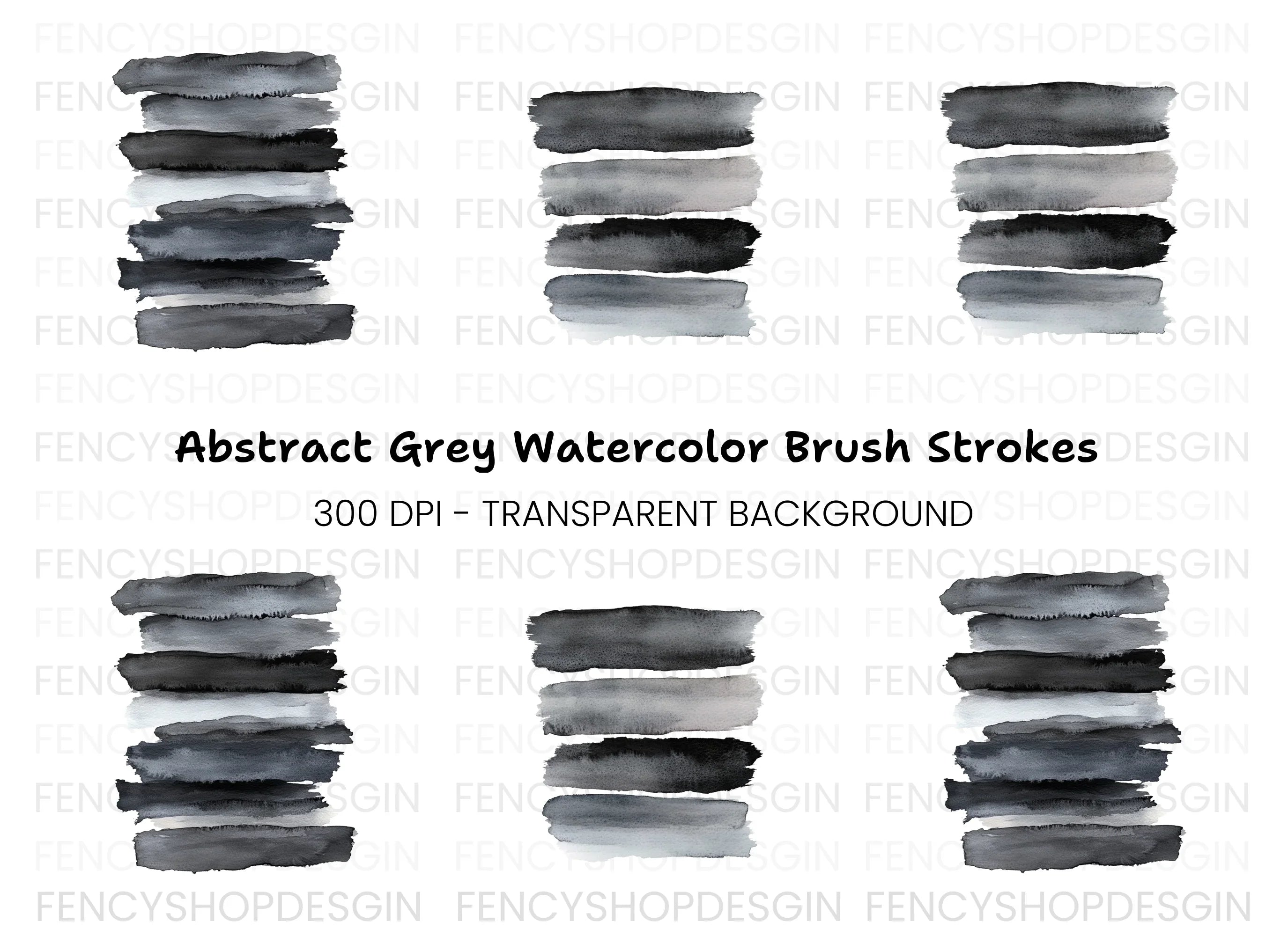 Monochrome Brush Strokes Clipart Bundle