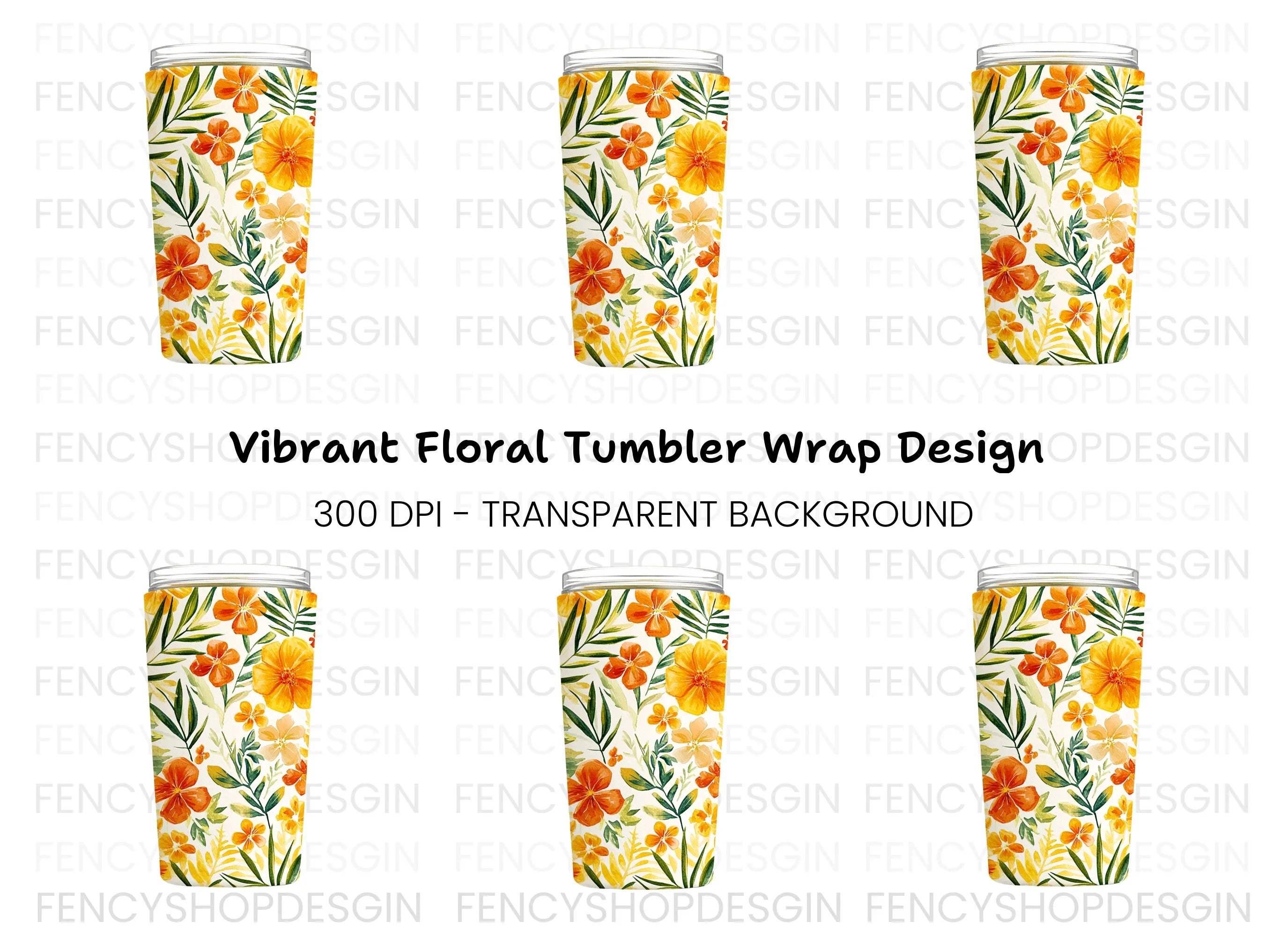 Vibrant Floral Tumbler Clipart Bundle
