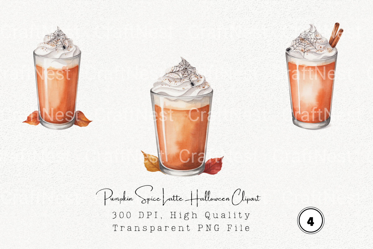 Pumpkin Spice Latte Halloween Clipart Bundle