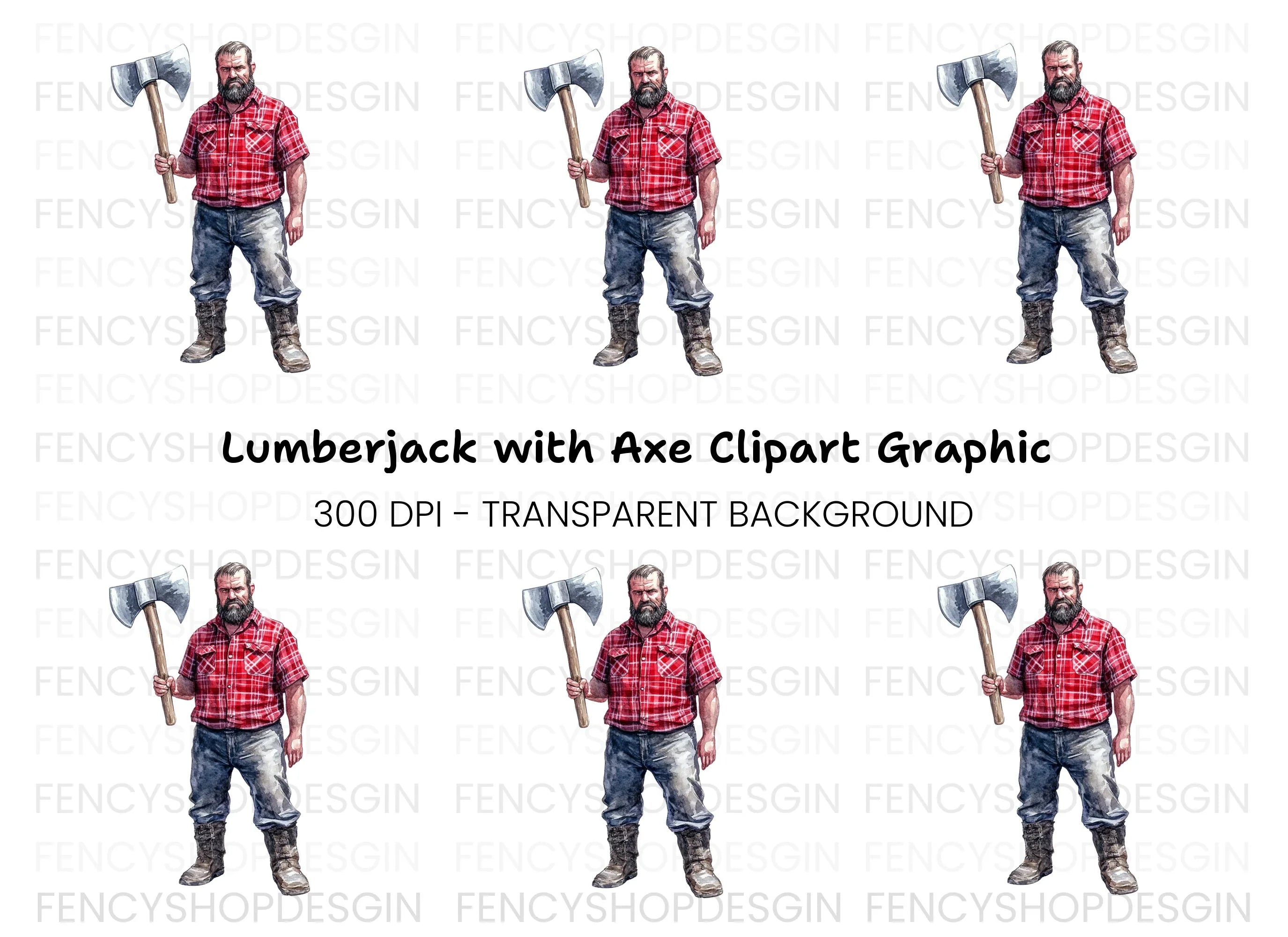 Lumberjack With Axe Clipart Bundle