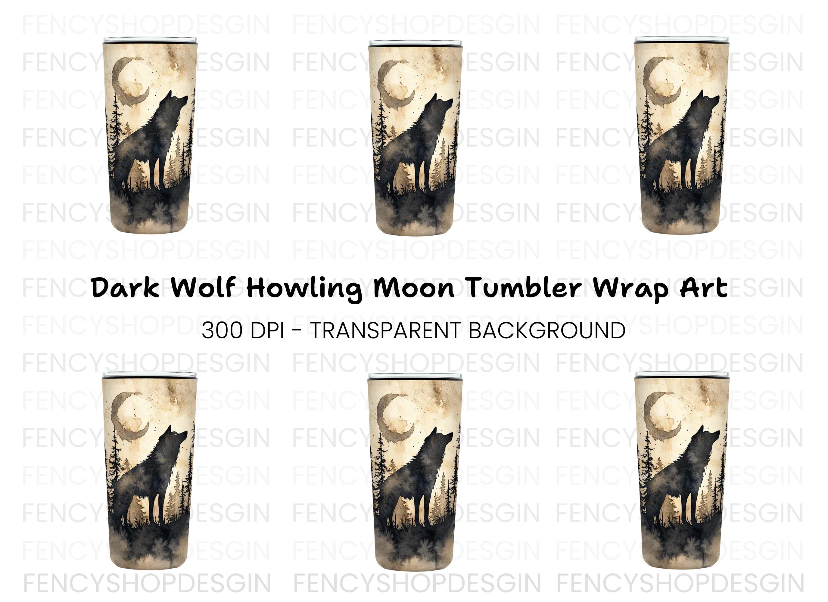 Wolf Howling at Moon Clipart Bundle