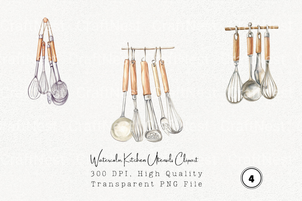 Kitchen Utensils Clipart Bundle