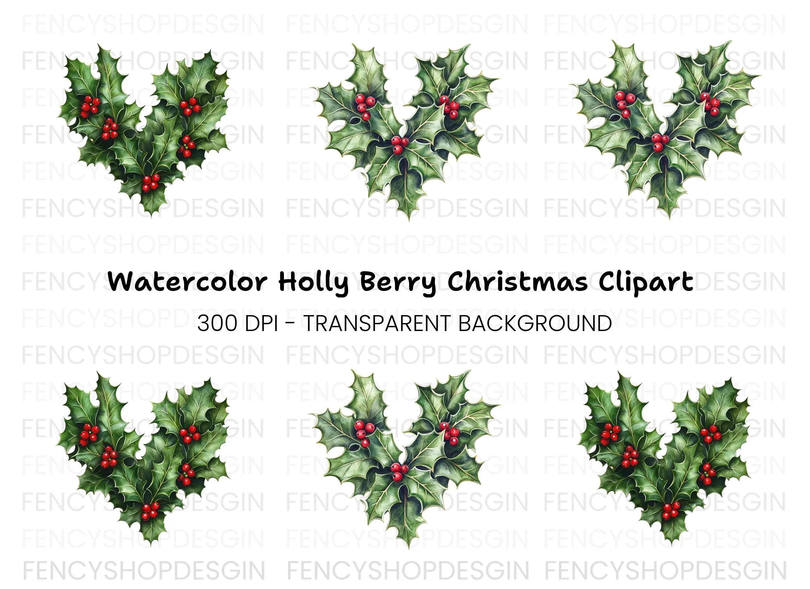 Holly Berry Christmas Clipart Bundle