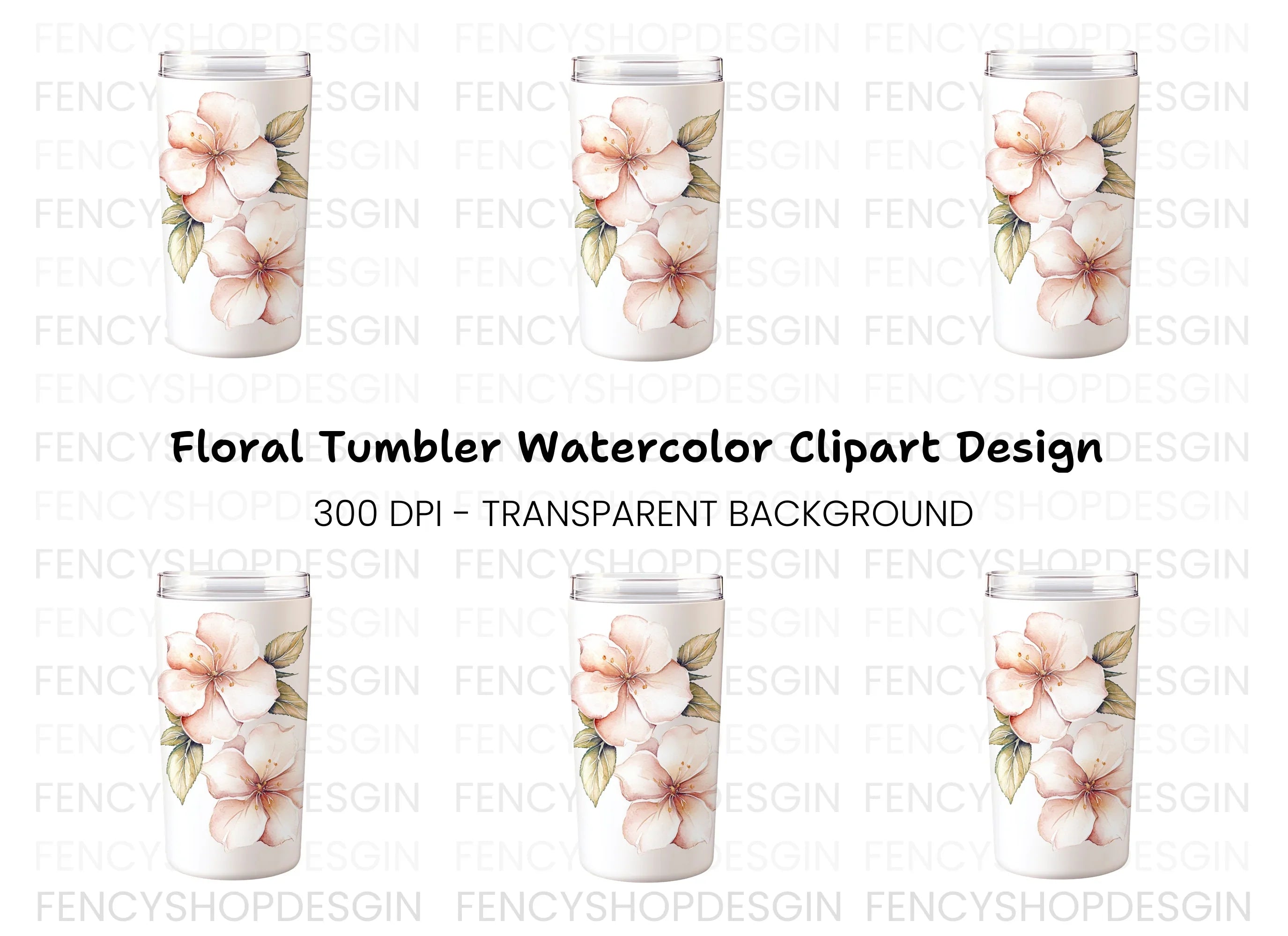 Elegant Floral Tumbler Clipart Bundle