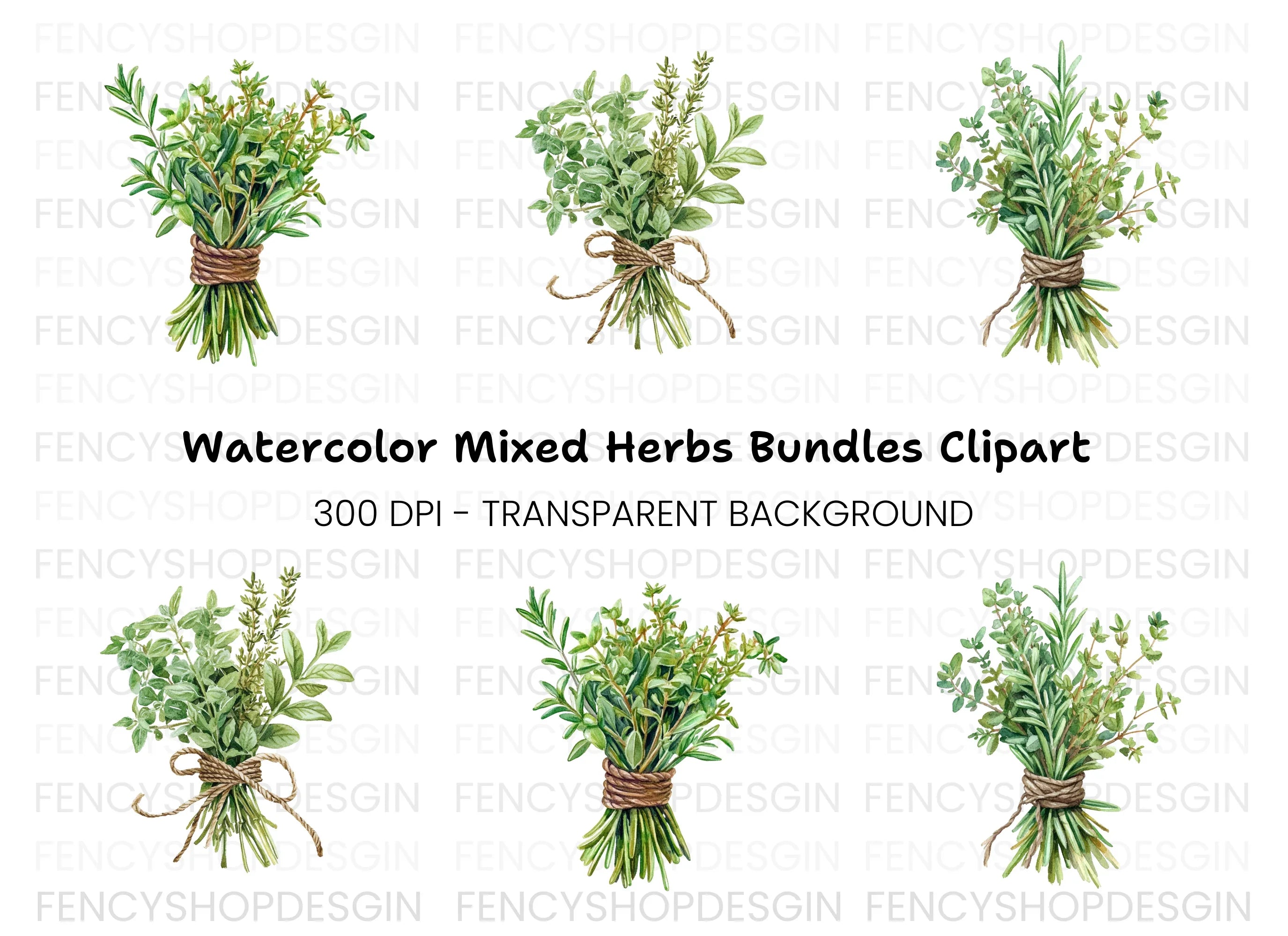 Herb Bouquets Clipart Bundle
