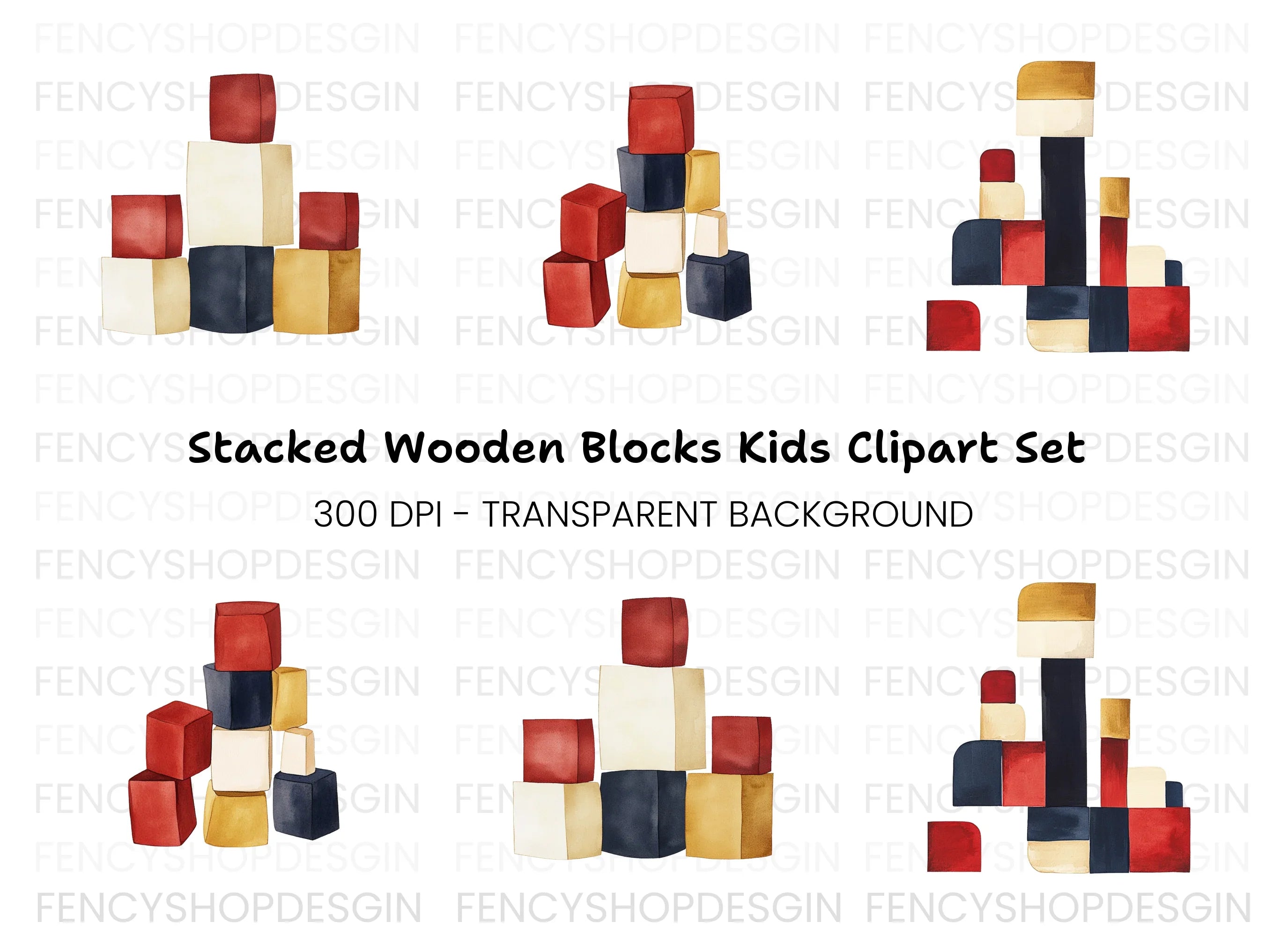 Abstract Building Blocks Clipart Bundle
