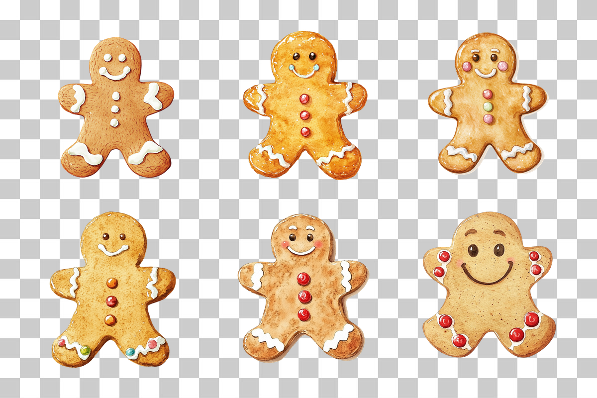 Gingerbread Man Cookie Clipart Bundle