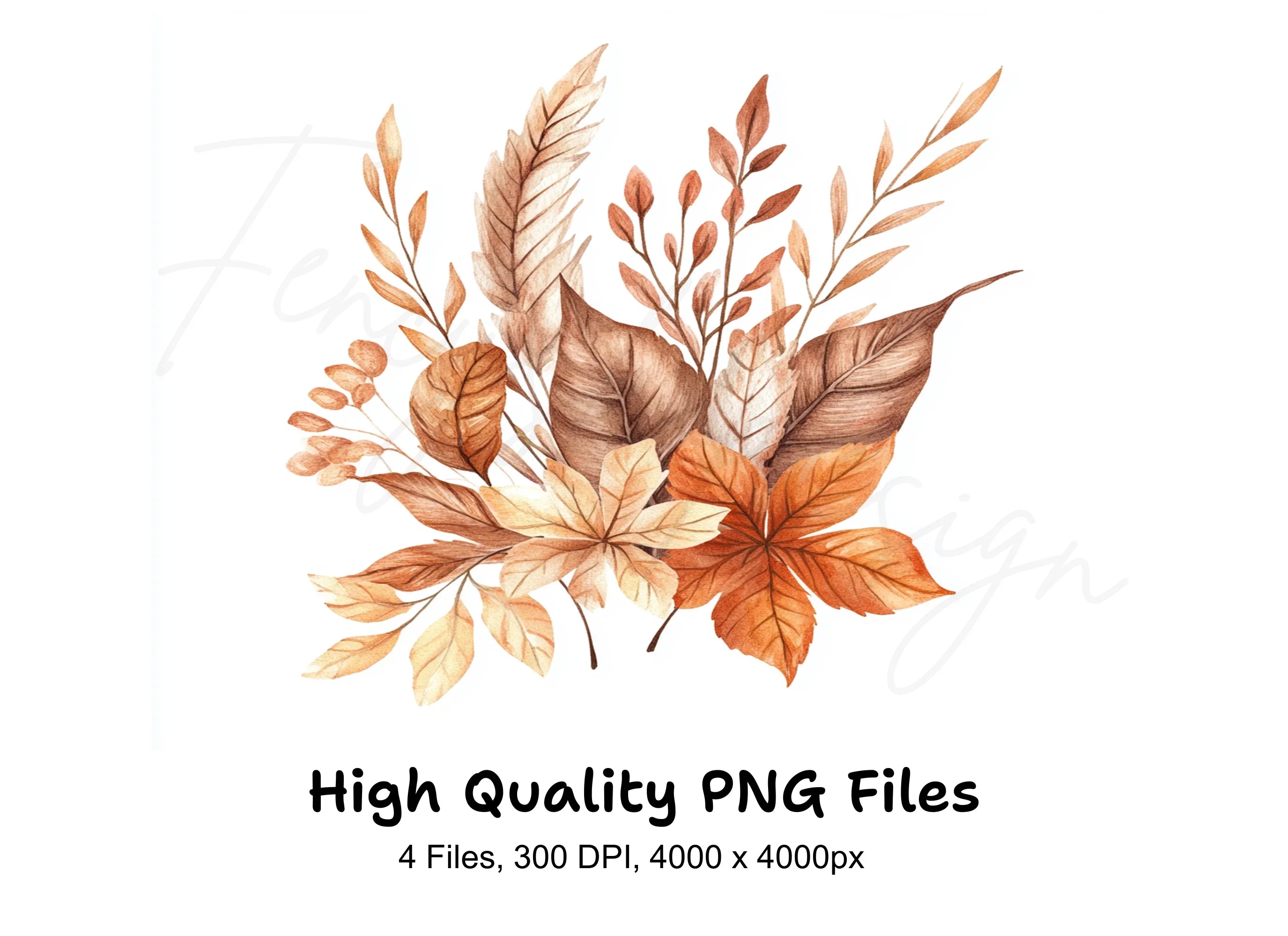 Boho Autumn Foliage Clipart Bundle