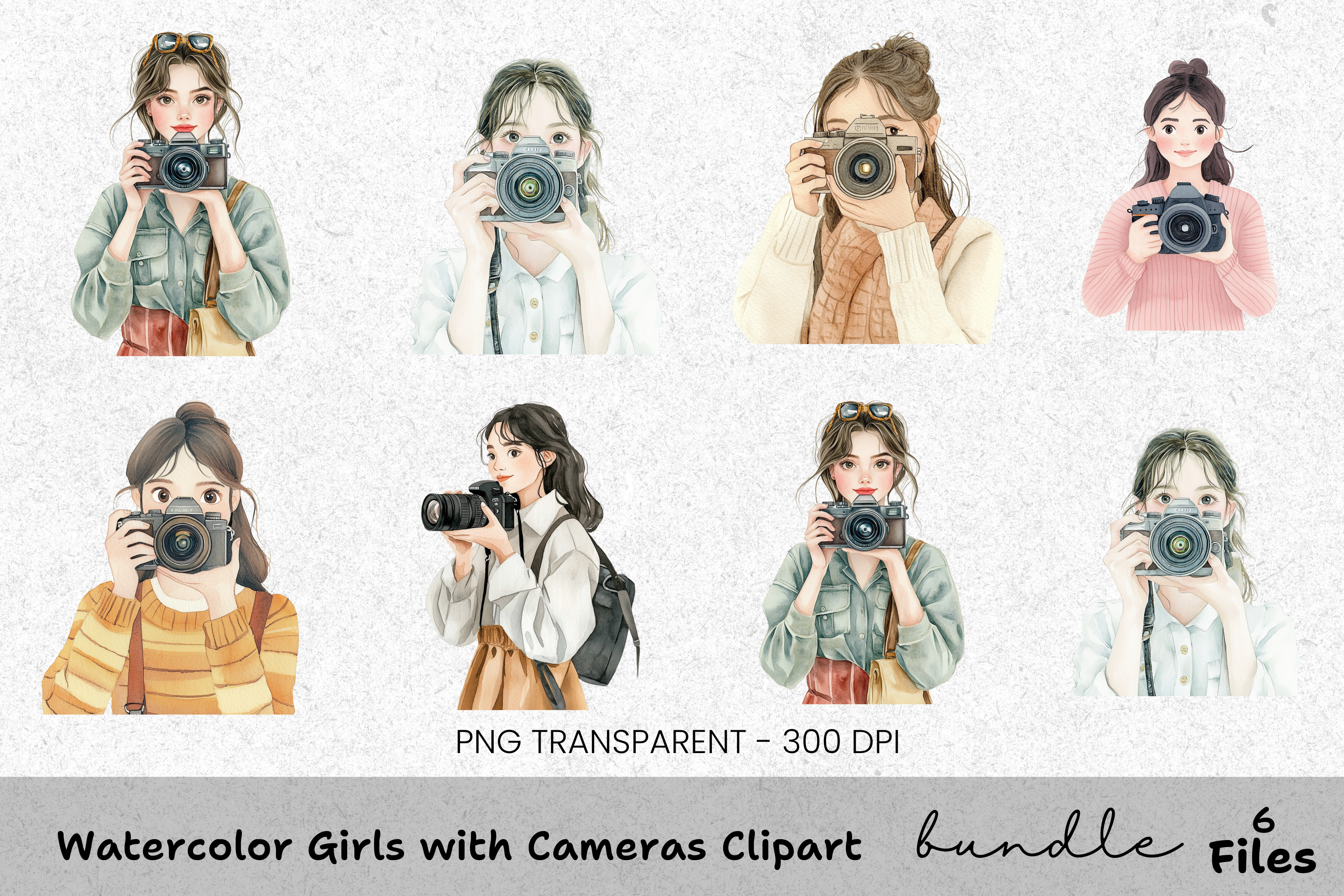 Girls With Cameras Clipart Bundle