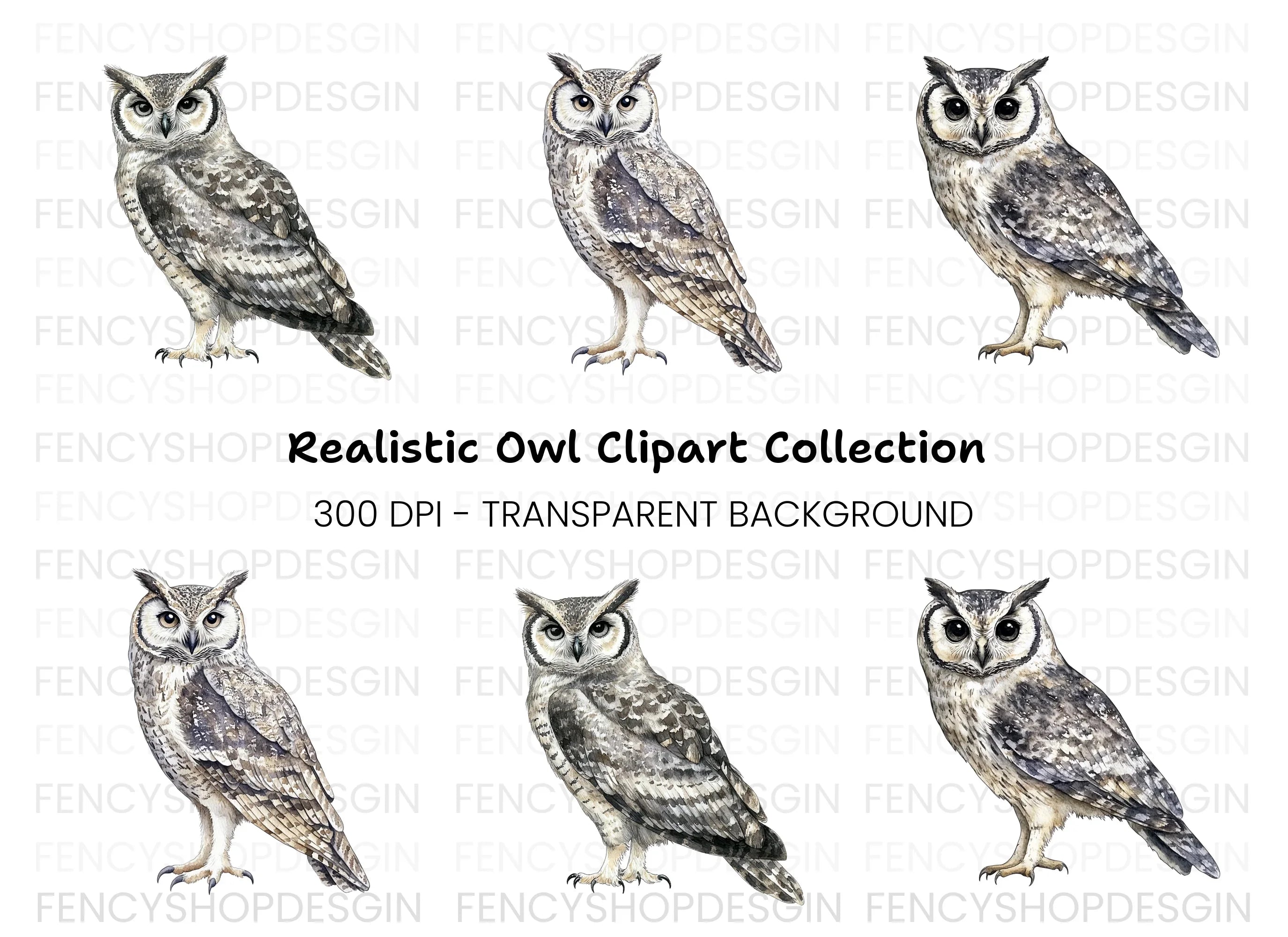 Realistic Owl Clipart Bundle