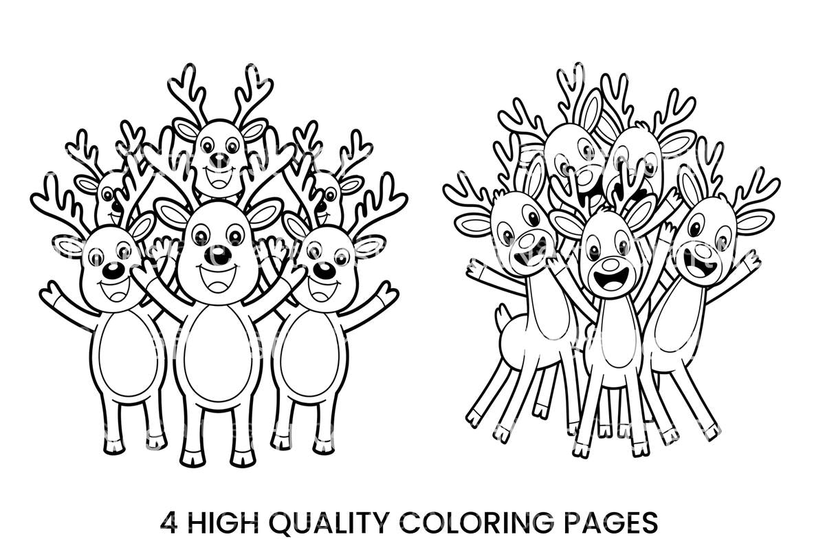 Cute Reindeer Christmas Coloring Books