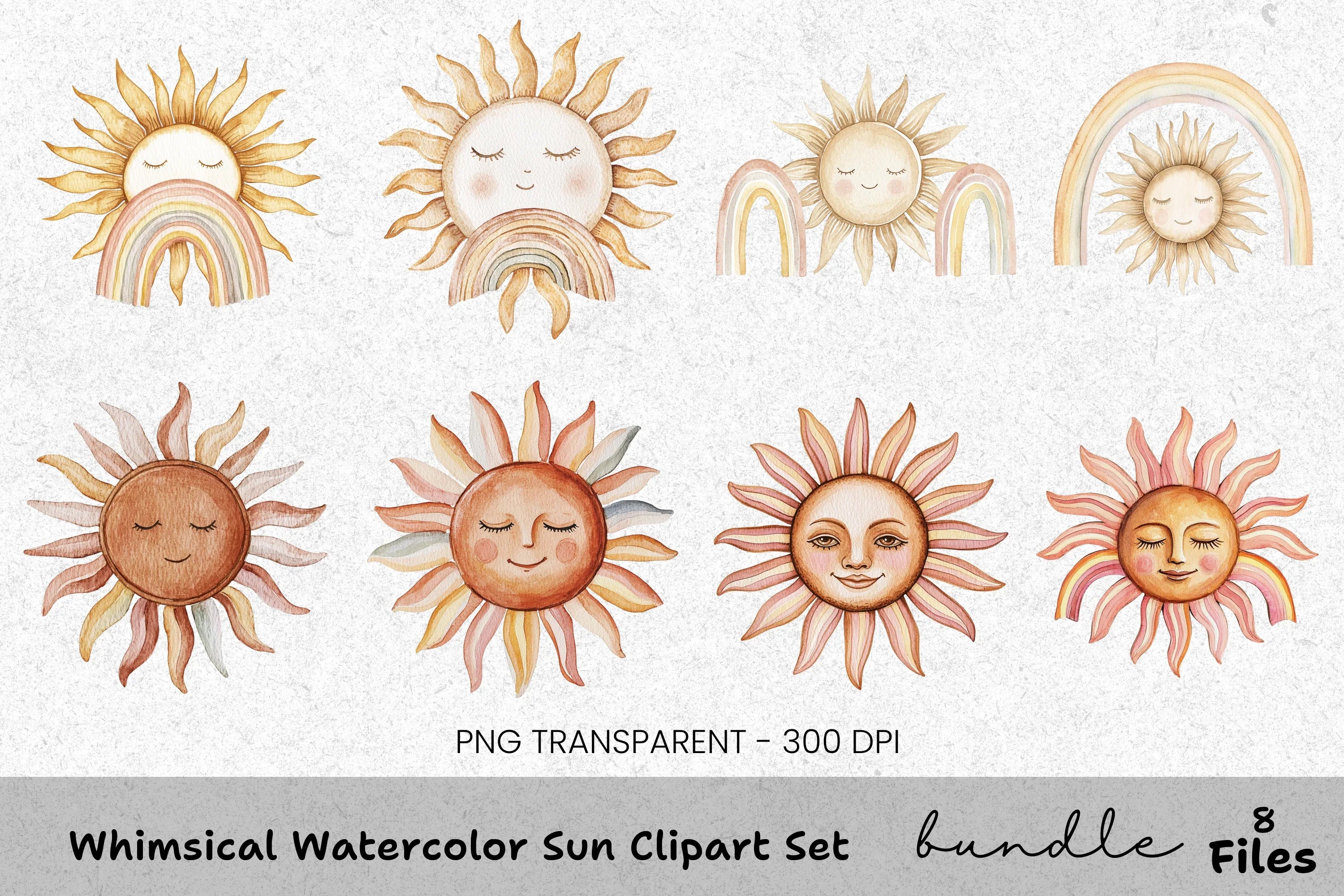Whimsical Sun Clipart Bundle