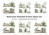 Aesthetic Bookshelf and Plant Clipart Bundle