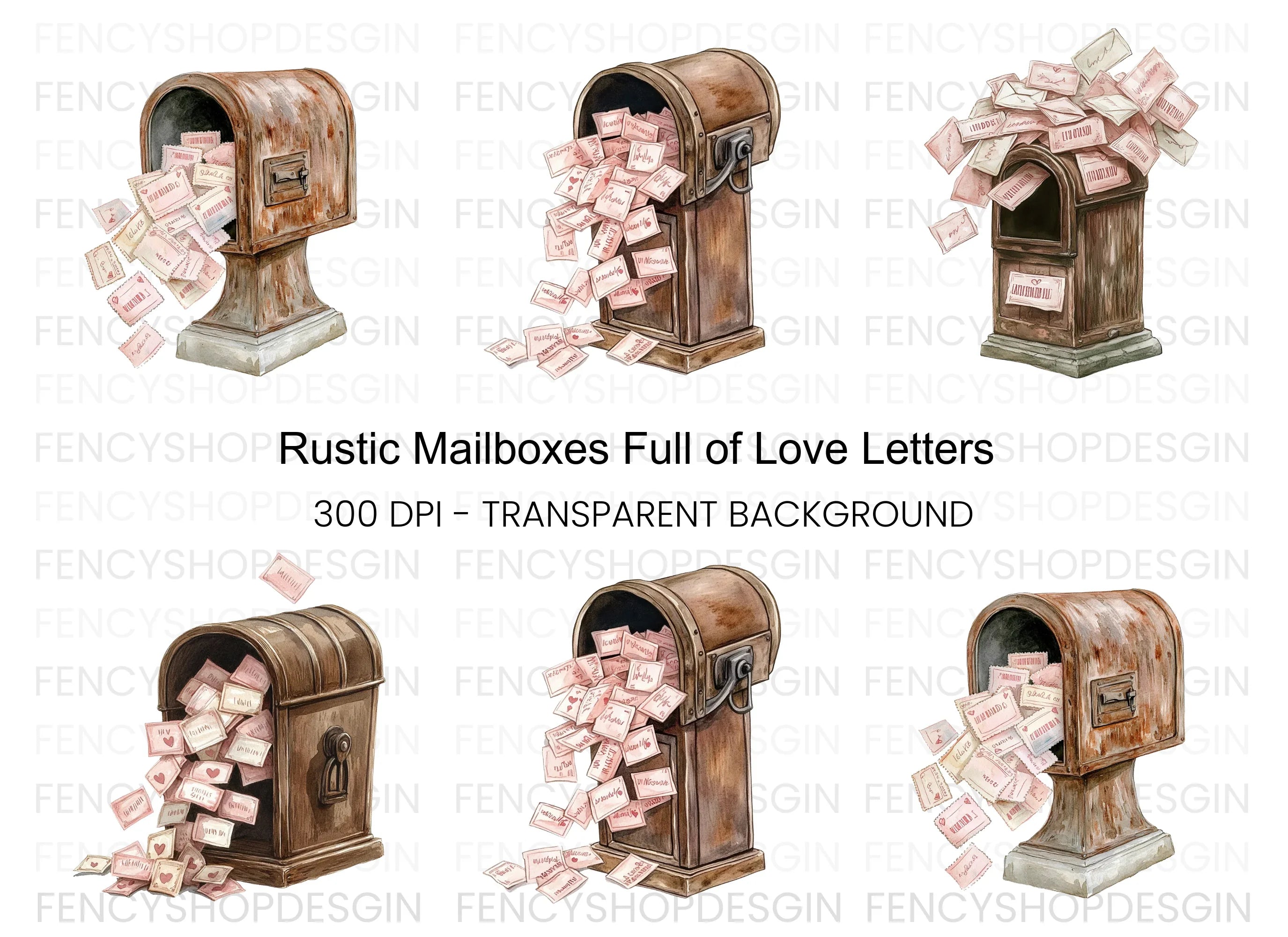 Love Letters Mailbox Clipart Bundle