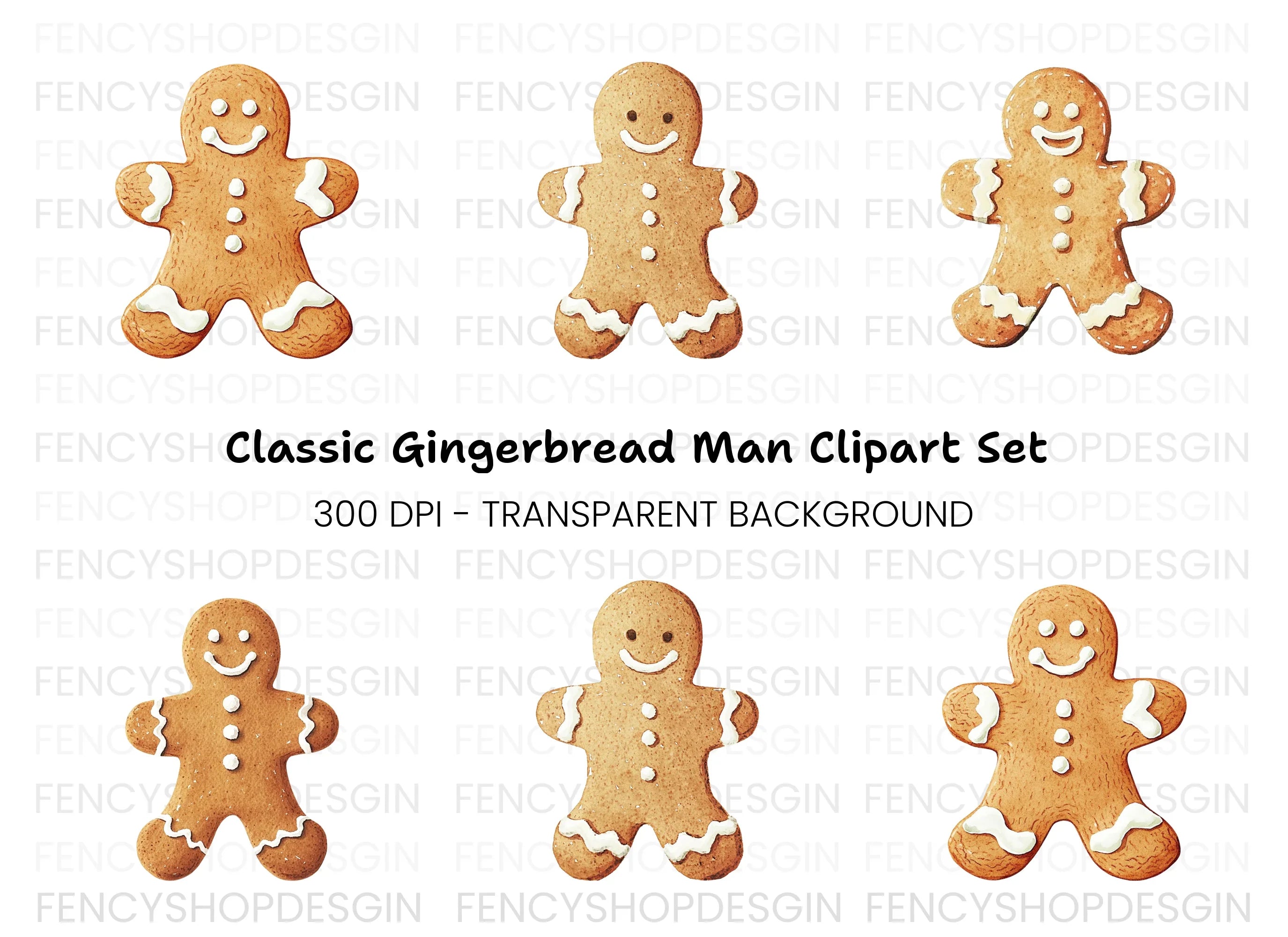 Gingerbread Man Christmas Clipart Bundle