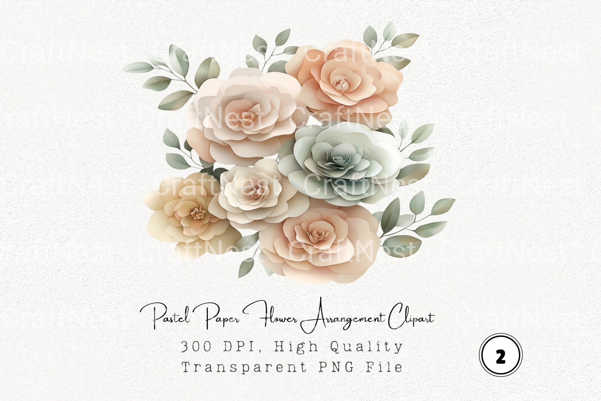 Pastel Flower Arrangement Clipart Bundle