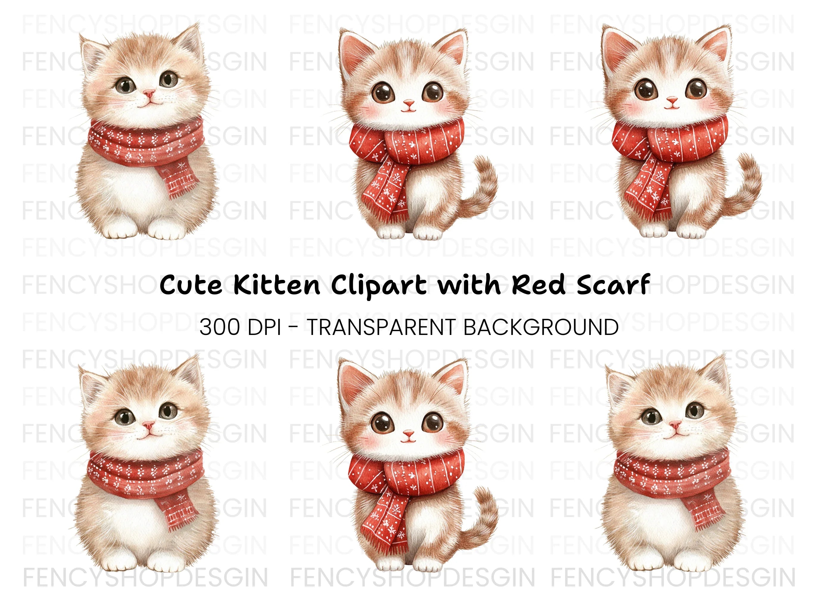 Charming Kittens in Winter Scarves Clipart Bundle