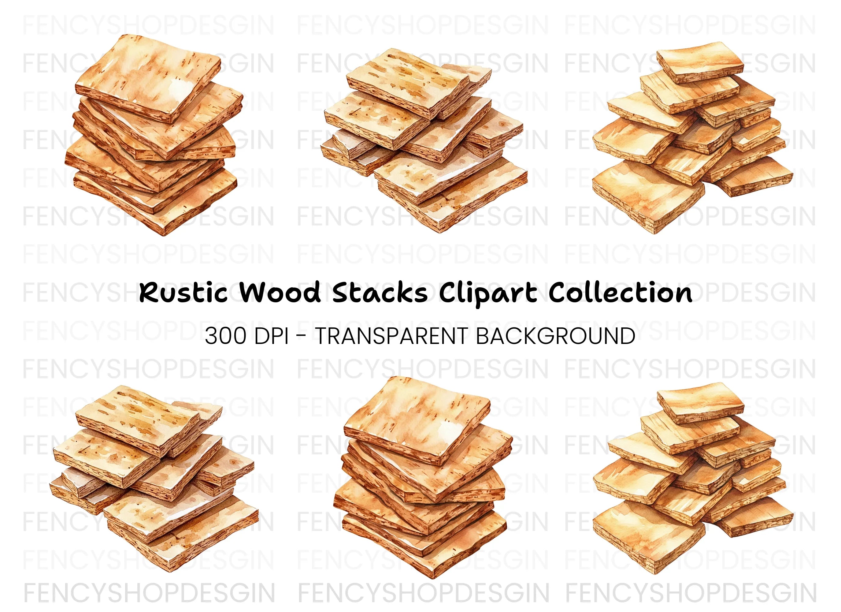 Wood Stacks Clipart Bundle