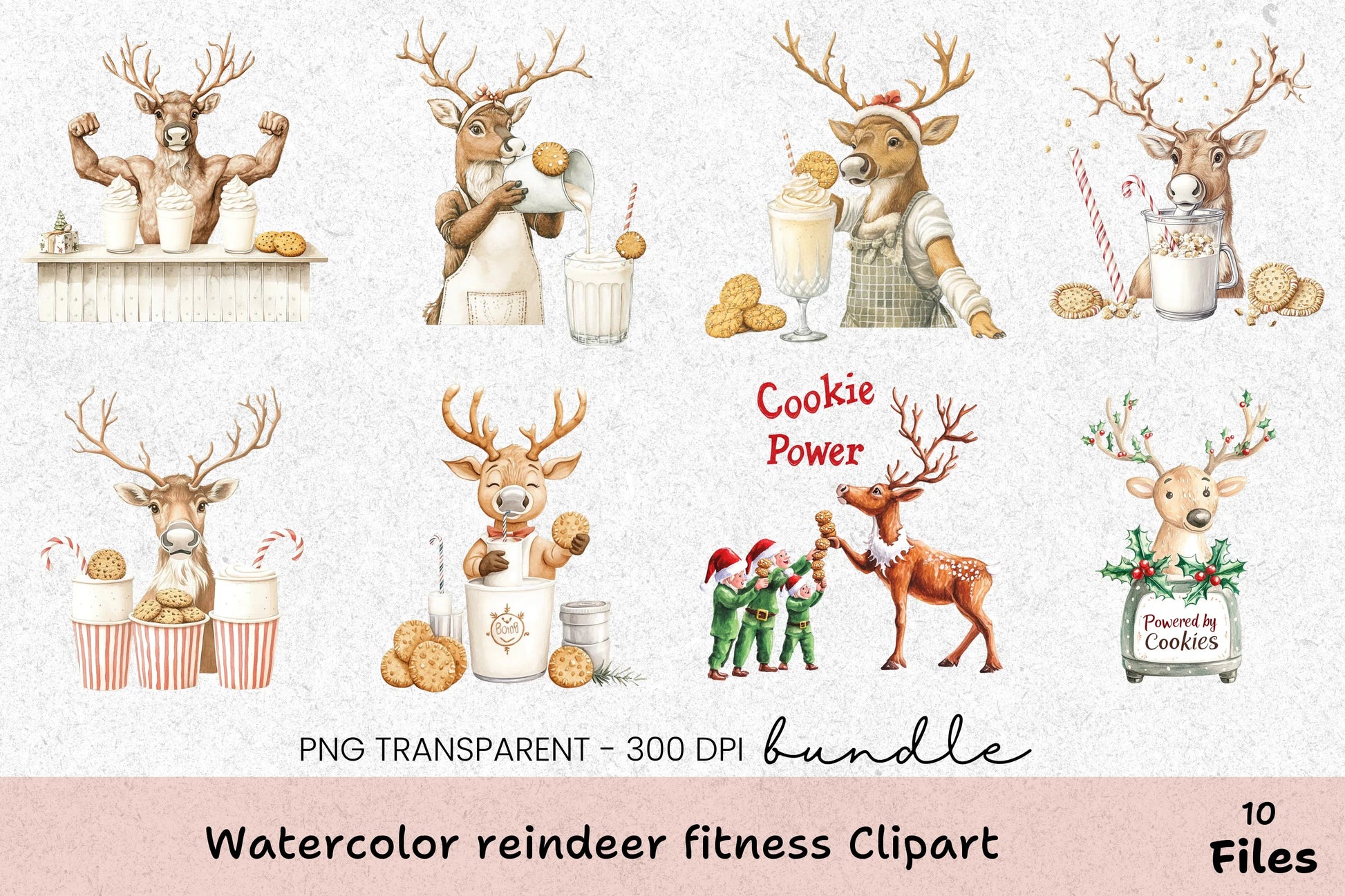Reindeer Fitness Clipart Bundle - CraftNest - Digital Crafting and Art
