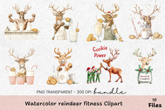 Reindeer Fitness Clipart Bundle - CraftNest - Digital Crafting and Art