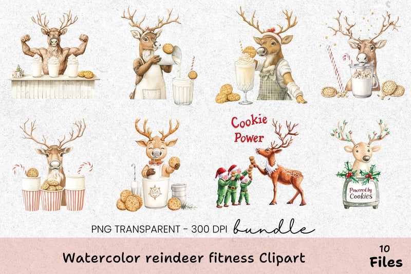 Reindeer Fitness Clipart Bundle - CraftNest - Digital Crafting and Art