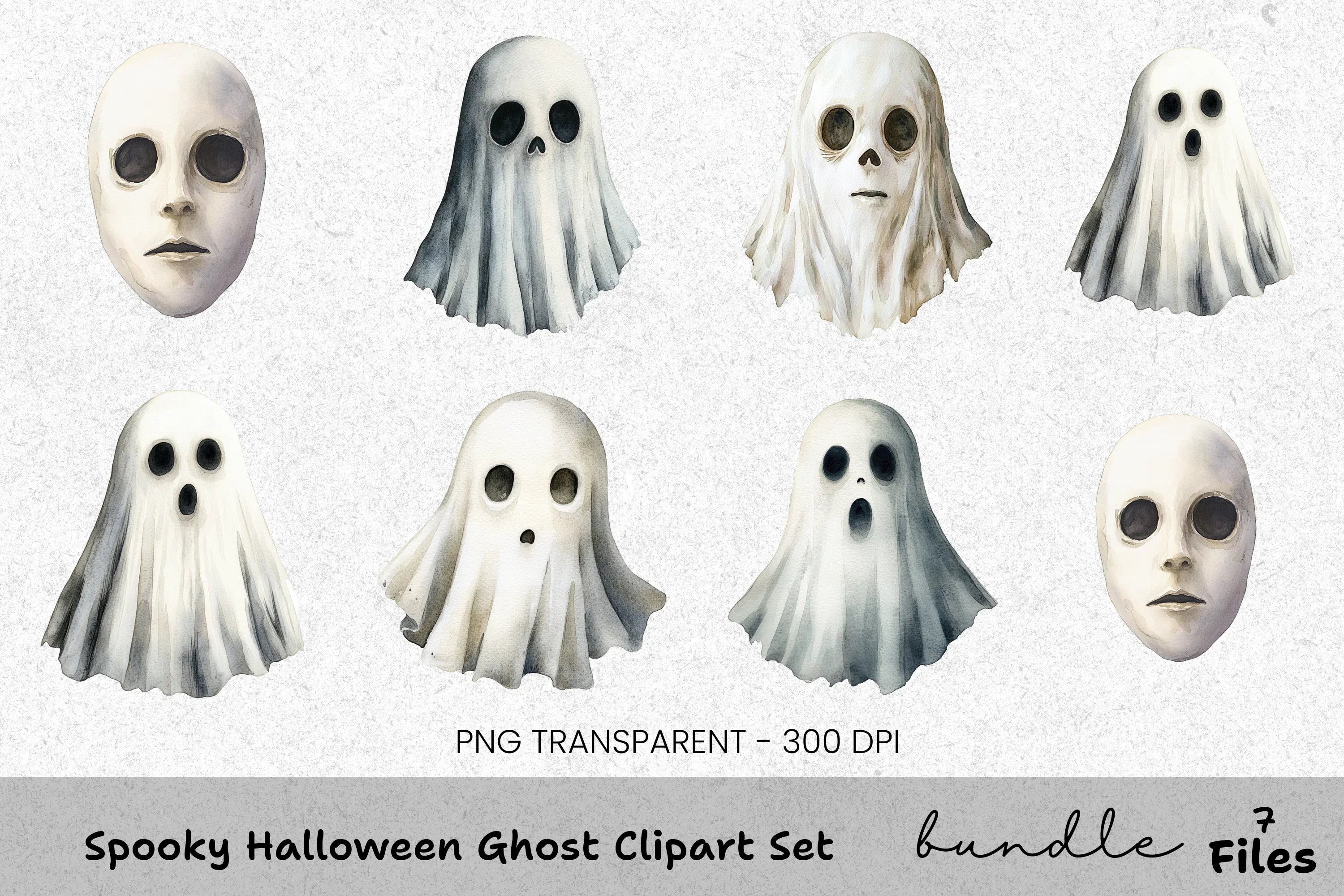 Spooky Halloween Ghost Clipart Bundle