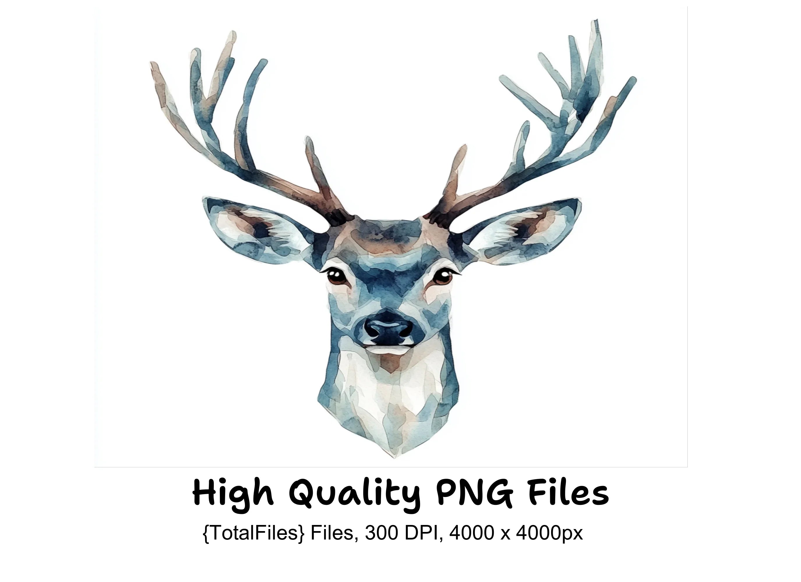 Geometric Deer Head Designs Clipart Bundle