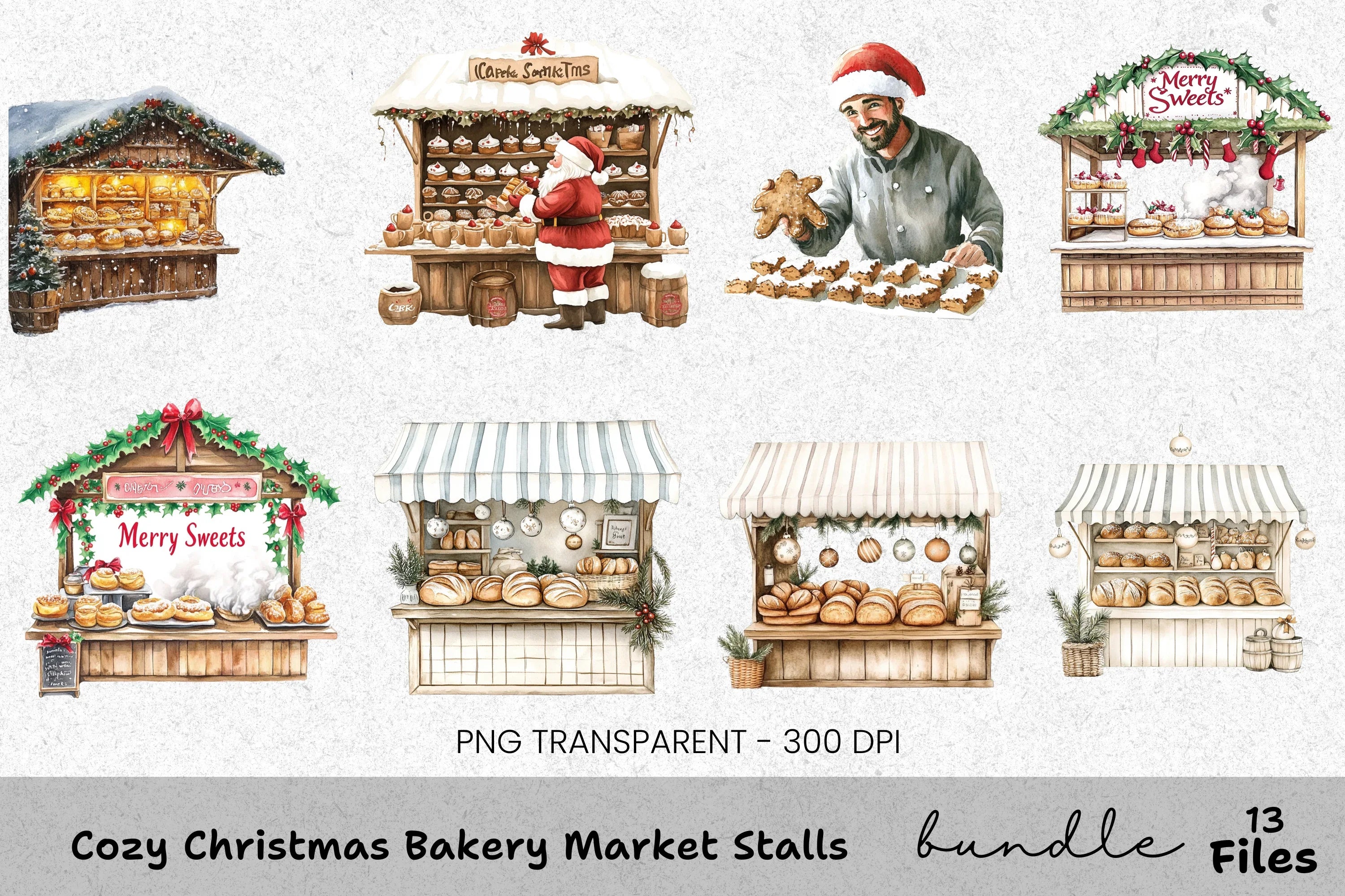 Gingerbread Christmas Market Clipart Bundle