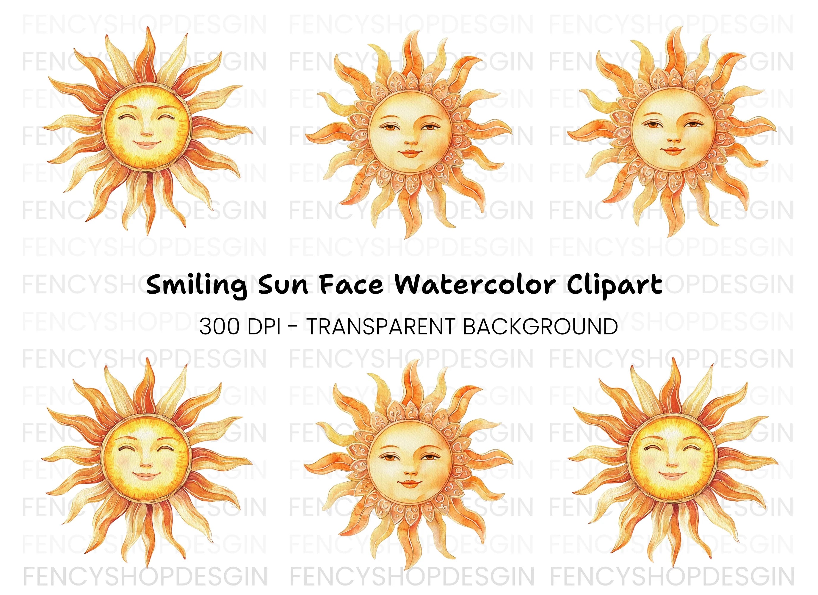 Sun Faces Clipart Bundle