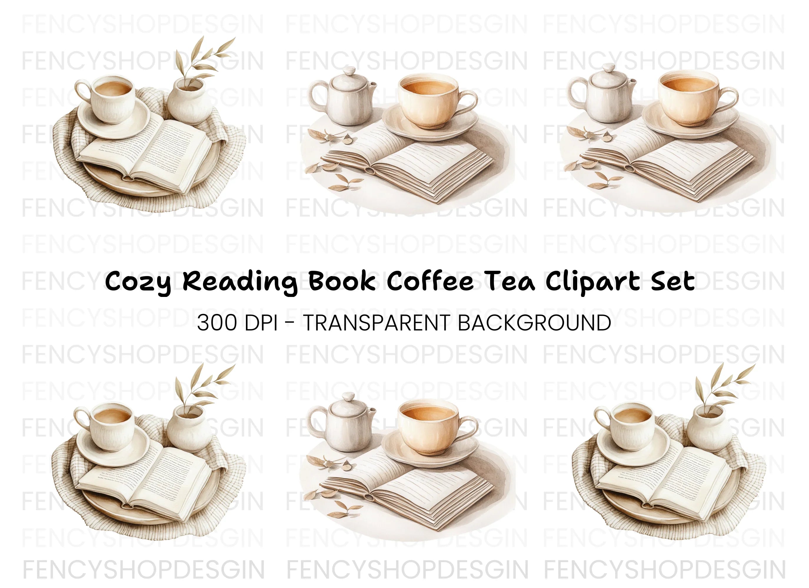 Cozy Tea and Book Clipart Bundle