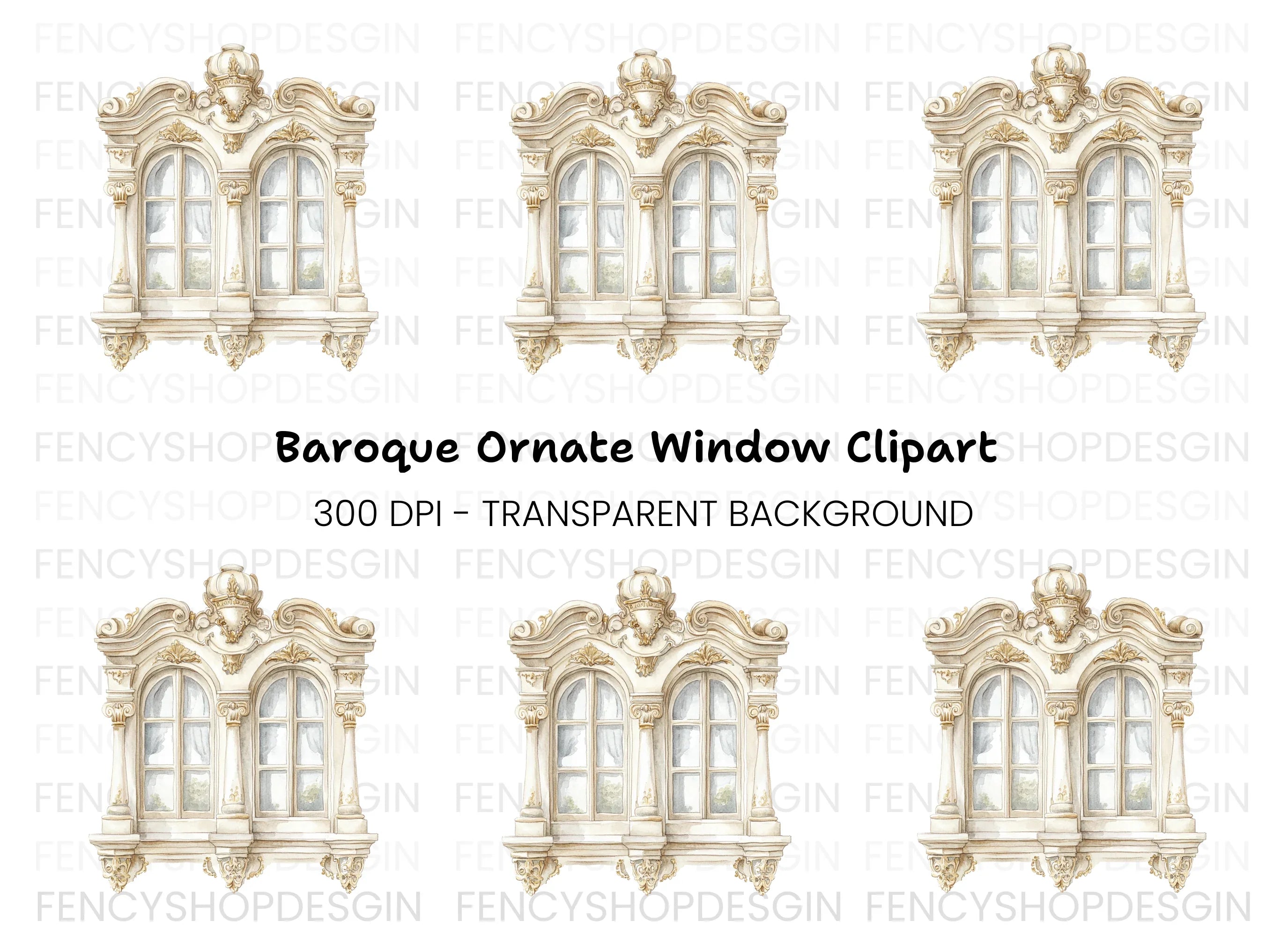 Elegant Baroque Window Clipart Bundle