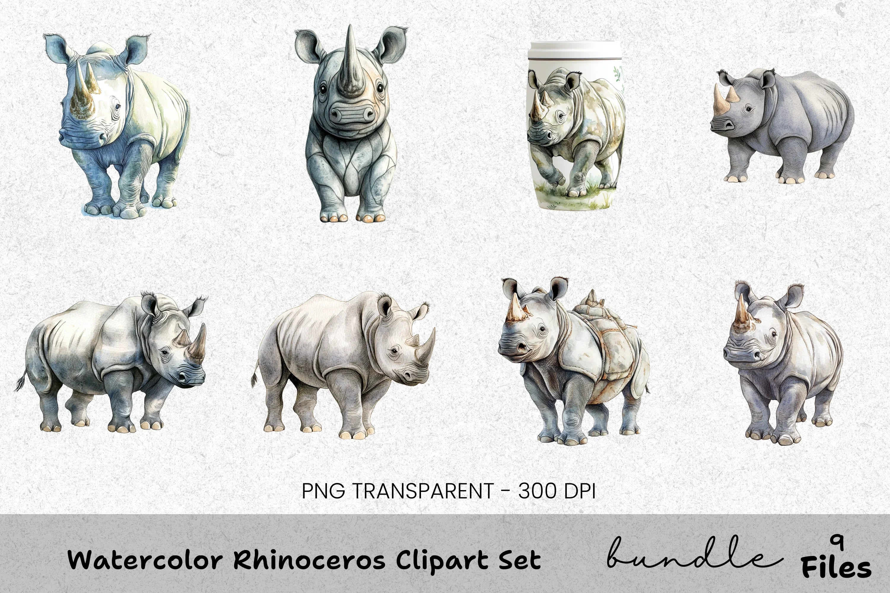 Rhinoceros Clipart Bundle