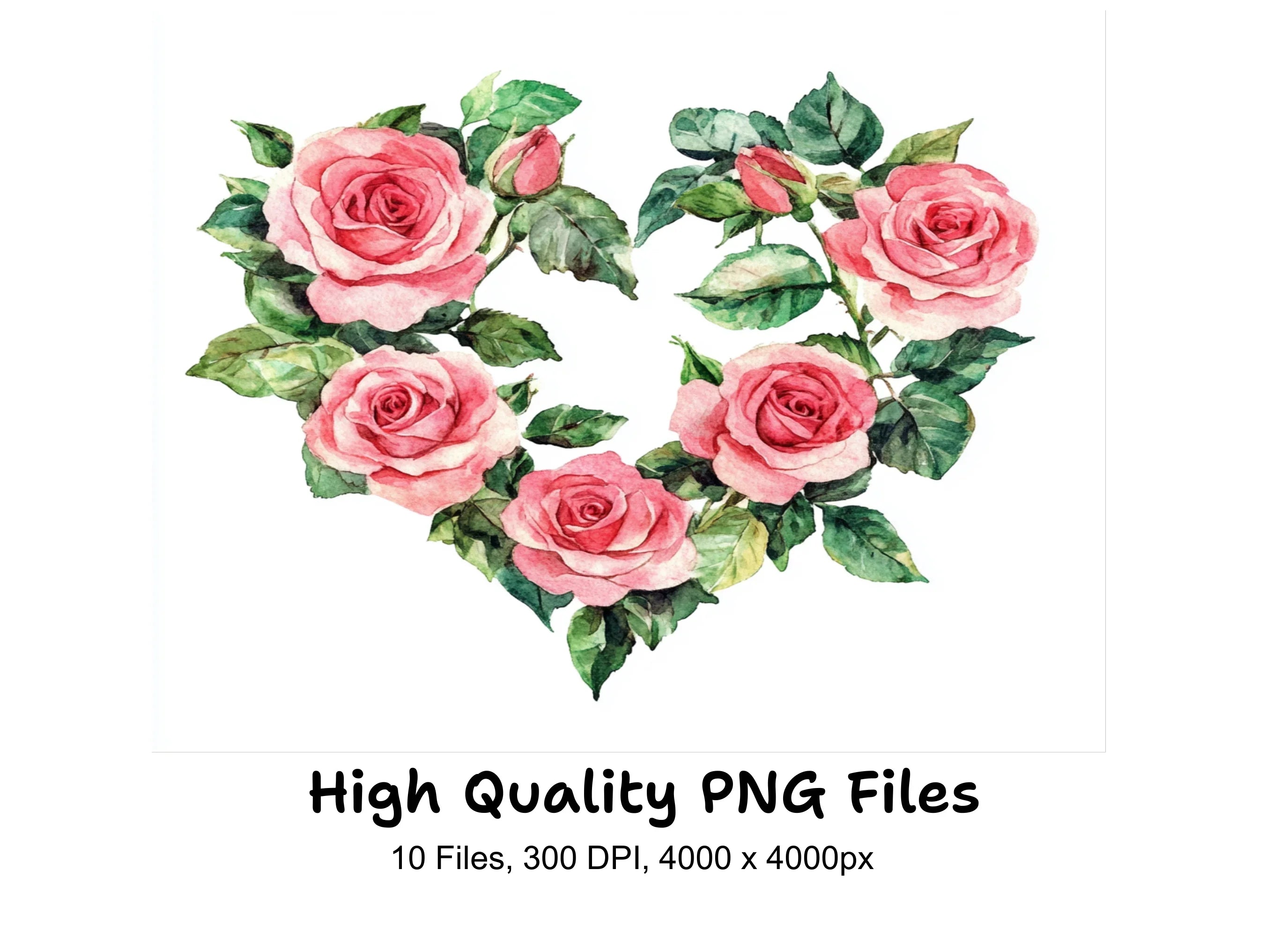 Heart Shaped Rose Bouquet Clipart Bundle