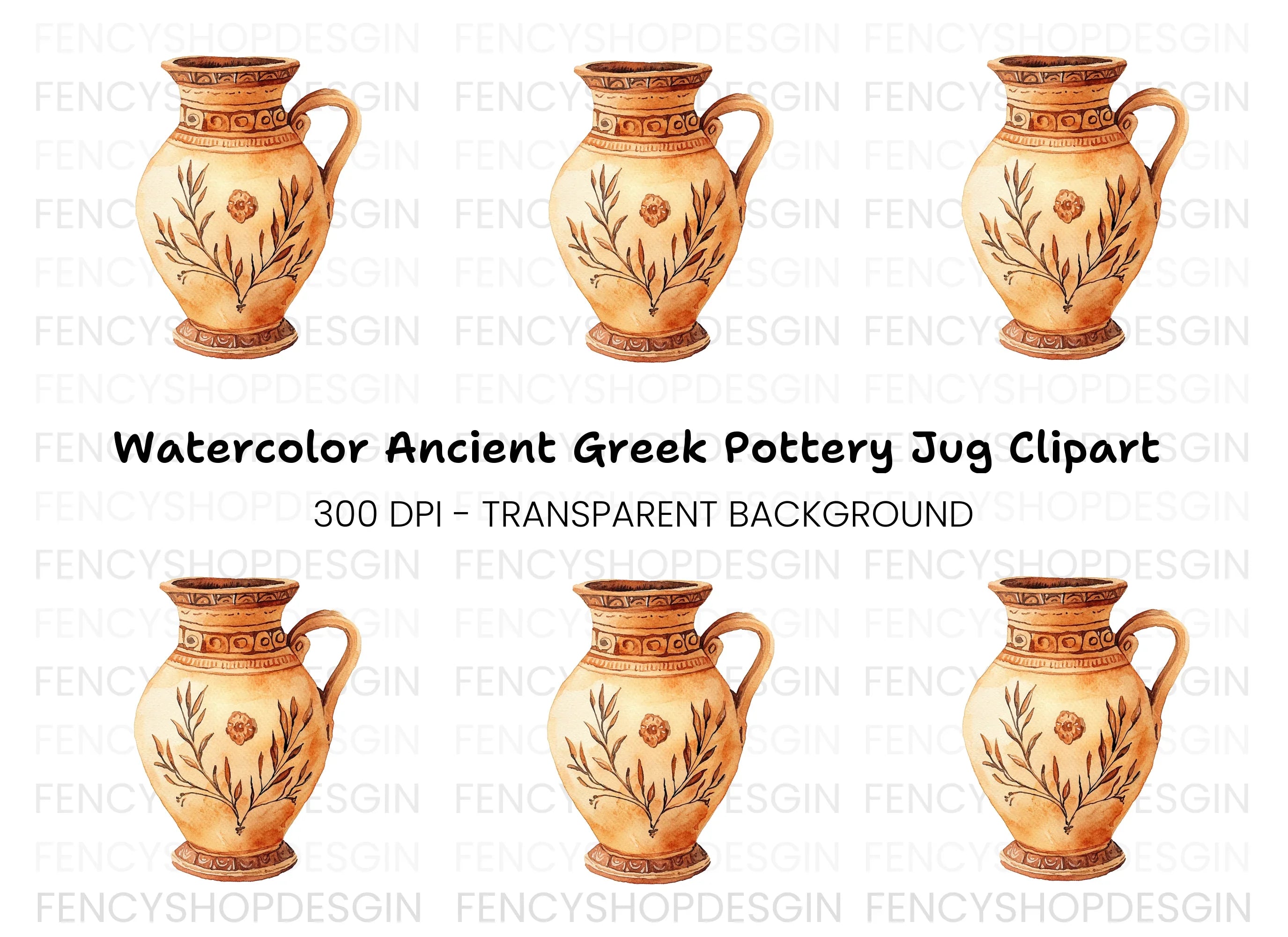 Vintage Ceramic Pitcher Clipart Bundle